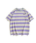 【アイモハ/aimoha】のHOOK -original-/ワッペン刺繍入り配色ボーダー半袖TEE 人気、トレンドファッション・服の通販 founy(ファニー) ファッション Fashion レディースファッション Fashion for Women トップス・カットソー Cut & Sew Tops おすすめ Recommended / Our Picks トレンド Trend, Trending Now フロント Front, Front Design ボーダー Border, Stripe 人気 Popular, Best Seller 半袖 Short Sleeve, Half Sleeve 定番 Standard, Basic Item thumbnail パープル|ID: prp329100004659620 ipo3291000000033912535