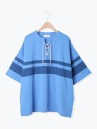 【サマンサモスモス/Samansa Mos2】の接触冷感 編み上げラインTシャツ 人気、トレンドファッション・服の通販 founy(ファニー) ファッション Fashion レディースファッション Fashion for Women トップス・カットソー Cut & Sew Tops シャツ・ブラウス・オフィスカジュアル Elegant Blouses & Button-Ups ロングTシャツ・Tシャツ Longline T-Shirts & Tees リラックス Relax, Relaxed Fit 切替 Switching, Contrast Panel thumbnail ブルー|ID: prp329100004660267 ipo3291000000033725808