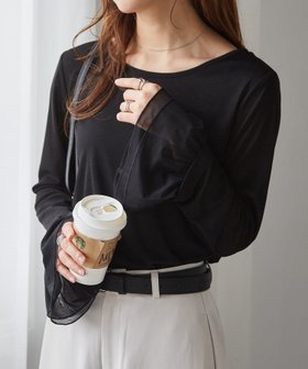 【ラナン/Ranan】のRANAN/フレアーチュール袖スラブシアーT 人気、トレンドファッション・服の通販 founy(ファニー) ファッション Fashion レディースファッション Fashion for Women トップス・カットソー Cut & Sew Tops インナー Innerwear カットソー Cut and Sewn Top 切替 Switching, Contrast Panel サロペット Overalls, Salopette シアー Sheer, See-Through スウェット / スエット Sweatshirt, Sweatwear スリーブ Sleeve, Long Sleeve / Short Sleeve チュール Tulip, Tulip Motif バランス Balance, Style Balance フェミニン Feminine, Girly フォーマル Formal, Dressy フレア Flare, Flared ボトム Bottoms, Lower Wear ポケット Pocket, Pocket Detail ルーズ Loose, Oversized ロング Long, Long-Length 楽ちん Easy Fit, Comfortable おすすめ Recommended / Our Picks エレガント 上品 Elegant ビジネス 仕事 通勤 Business / Work / Commuting |ID:prp329100004660280