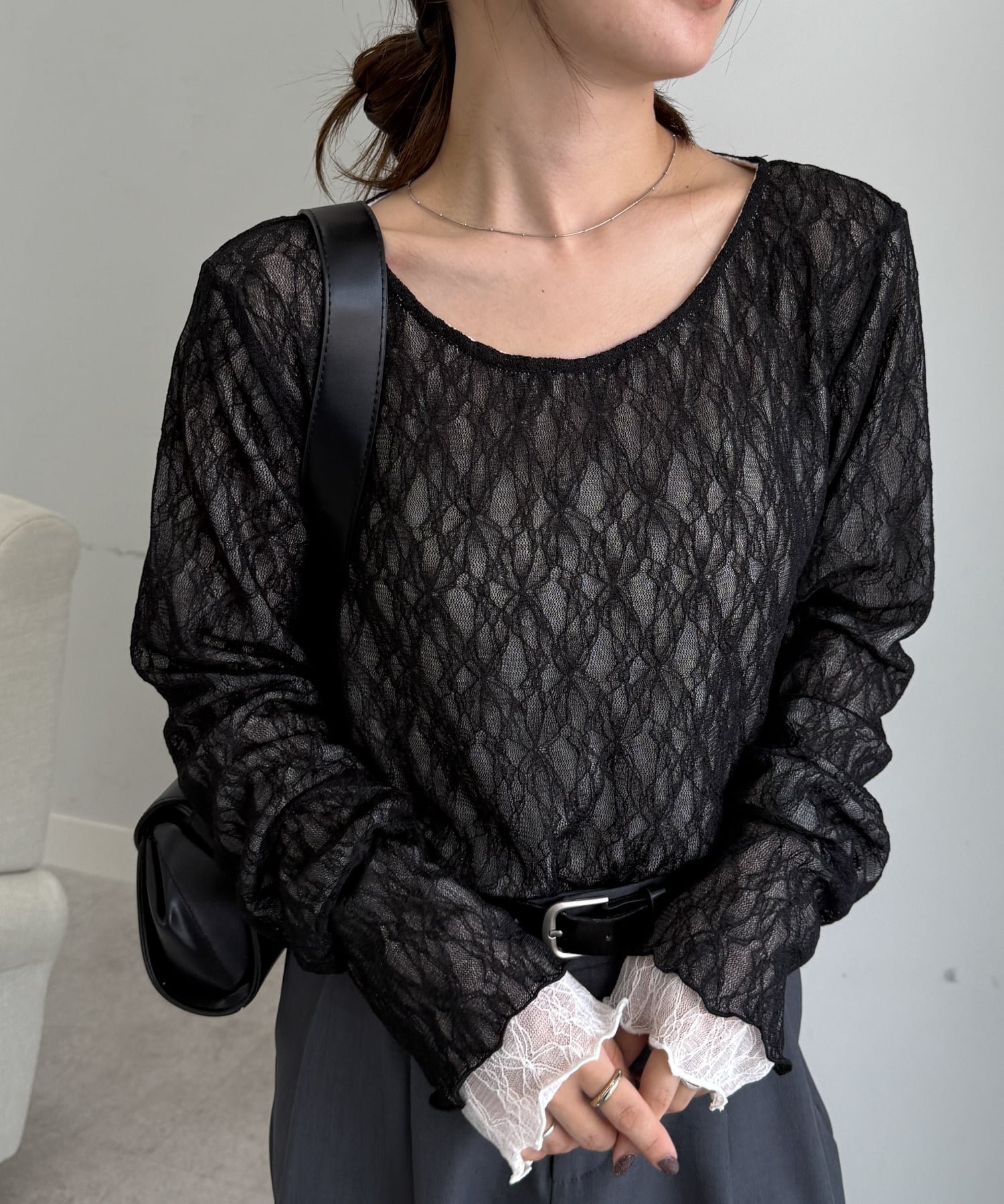 【ラナン/Ranan】のRanan/リバーシブルシアーレースT 人気、トレンドファッション・服の通販 founy(ファニー) 　ファッション　Fashion　レディースファッション　Fashion for Women　インナー　Innerwear　オケージョン　Occasion Wear　シアー　Sheer, See-Through　シンプル　Simple, Minimal　ジャケット　Jacket, Outerwear　スラックス　Slacks, Dress Pants　デニム　Denim, Jeans Material　ベスト　Vest, Waistcoat　ポケット　Pocket, Pocket Detail　リバーシブル　Reversible, Two-Sided　レース　Lace, Lace Fabric　おすすめ　Recommended / Our Picks　エレガント 上品　Elegant　セレモニー　Ceremony　 other-1|ID: prp329100004660285 ipo3291000000035185873