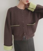 【リアン/Lian】のアルパカタッチバイカラーカーディガン ブラウン|ID: prp329100004661079 ipo3291000000034438364