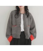 【リアン/Lian】のアルパカタッチバイカラーカーディガン チャコールグレー|ID: prp329100004661079 ipo3291000000034656374