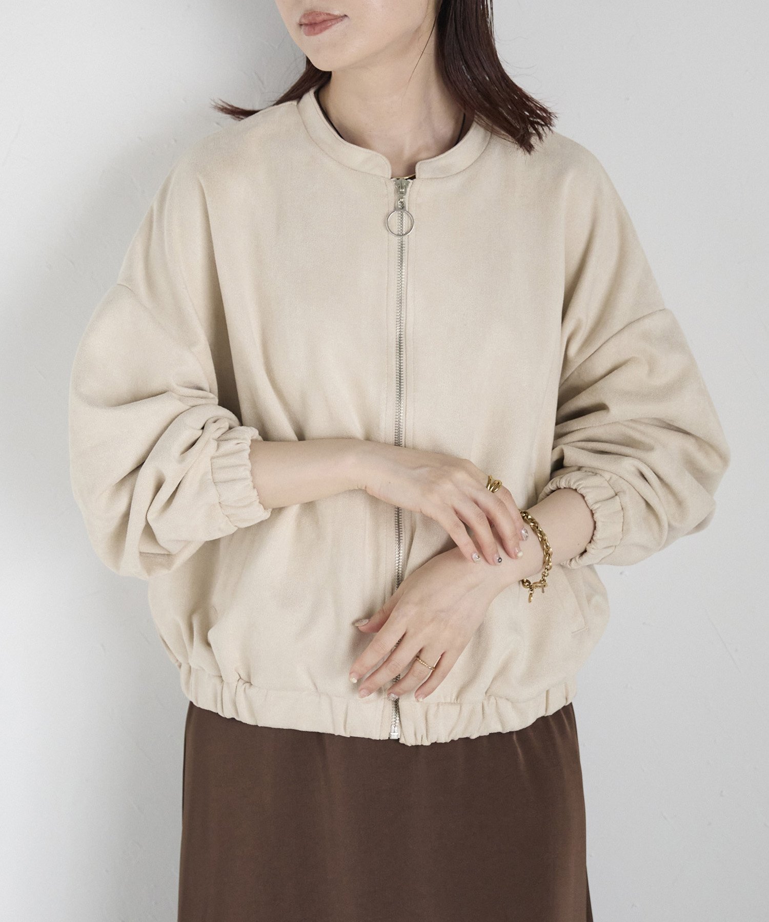 【リラクロ/relaclo】のmitis/フェイクスウェードジップアップブルゾン 人気、トレンドファッション・服の通販 founy(ファニー) 　ファッション　Fashion　レディースファッション　Fashion for Women　アウター　Coat / Outerwear Collection　ブルゾンジャケット・スポーティアウター　Blouson Jackets　インナー　Innerwear　ハイネック　High Neck, Mock Neck　バランス　Balance, Style Balance　ブルゾン　Blouson, Bomber Jacket　ボトム　Bottoms, Lower Wear　 other-1|ID: prp329100004661168 ipo3291000000033730120