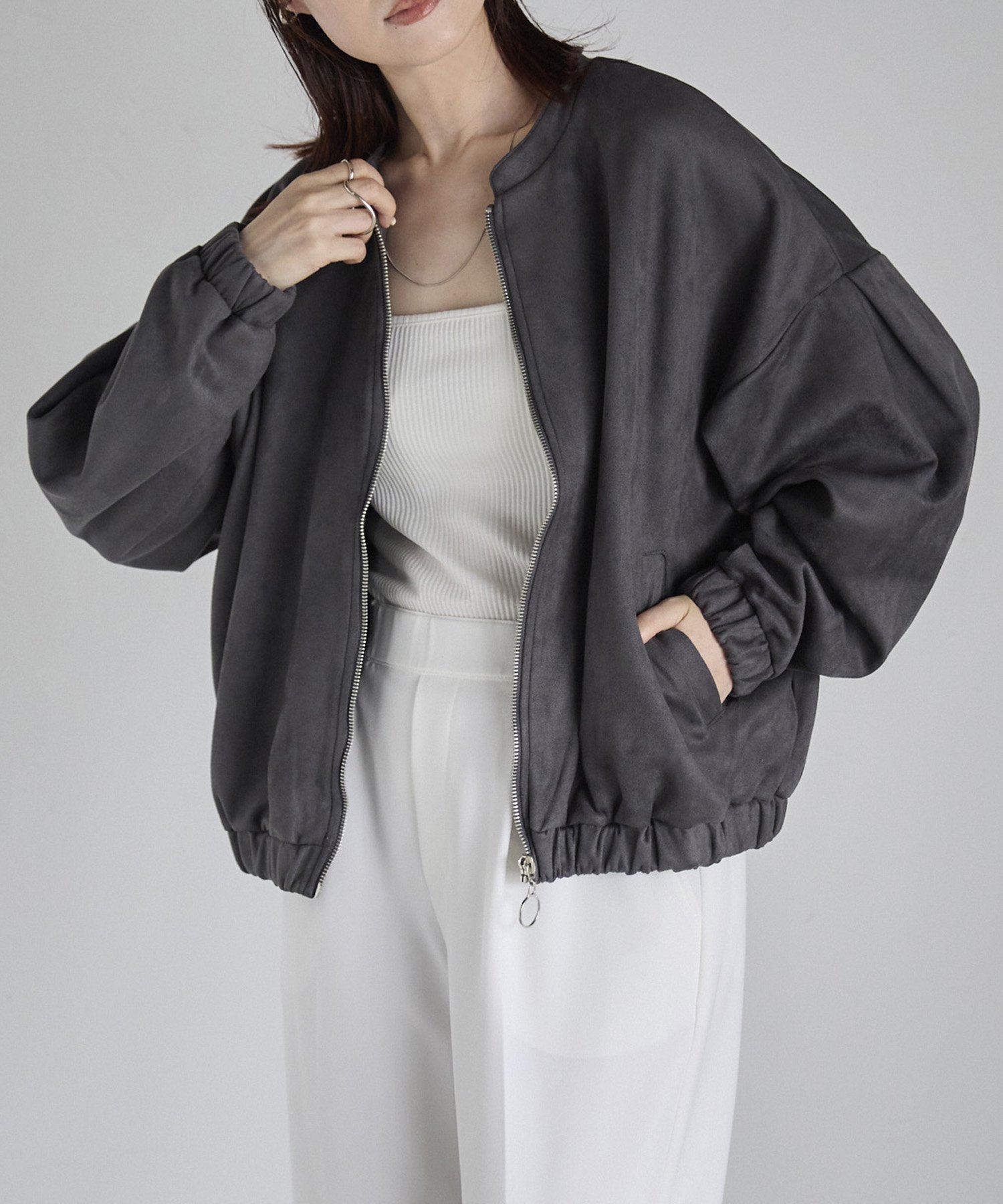 【リラクロ/relaclo】のmitis/フェイクスウェードジップアップブルゾン インテリア・キッズ・メンズ・レディースファッション・服の通販 founy(ファニー) 　ファッション　Fashion　レディースファッション　Fashion for Women　アウター　Coat / Outerwear Collection　ブルゾンジャケット・スポーティアウター　Blouson Jackets　インナー　Innerwear　ハイネック　High Neck, Mock Neck　バランス　Balance, Style Balance　ブルゾン　Blouson, Bomber Jacket　ボトム　Bottoms, Lower Wear　スミクロ|ID: prp329100004661168 ipo3291000000033730127