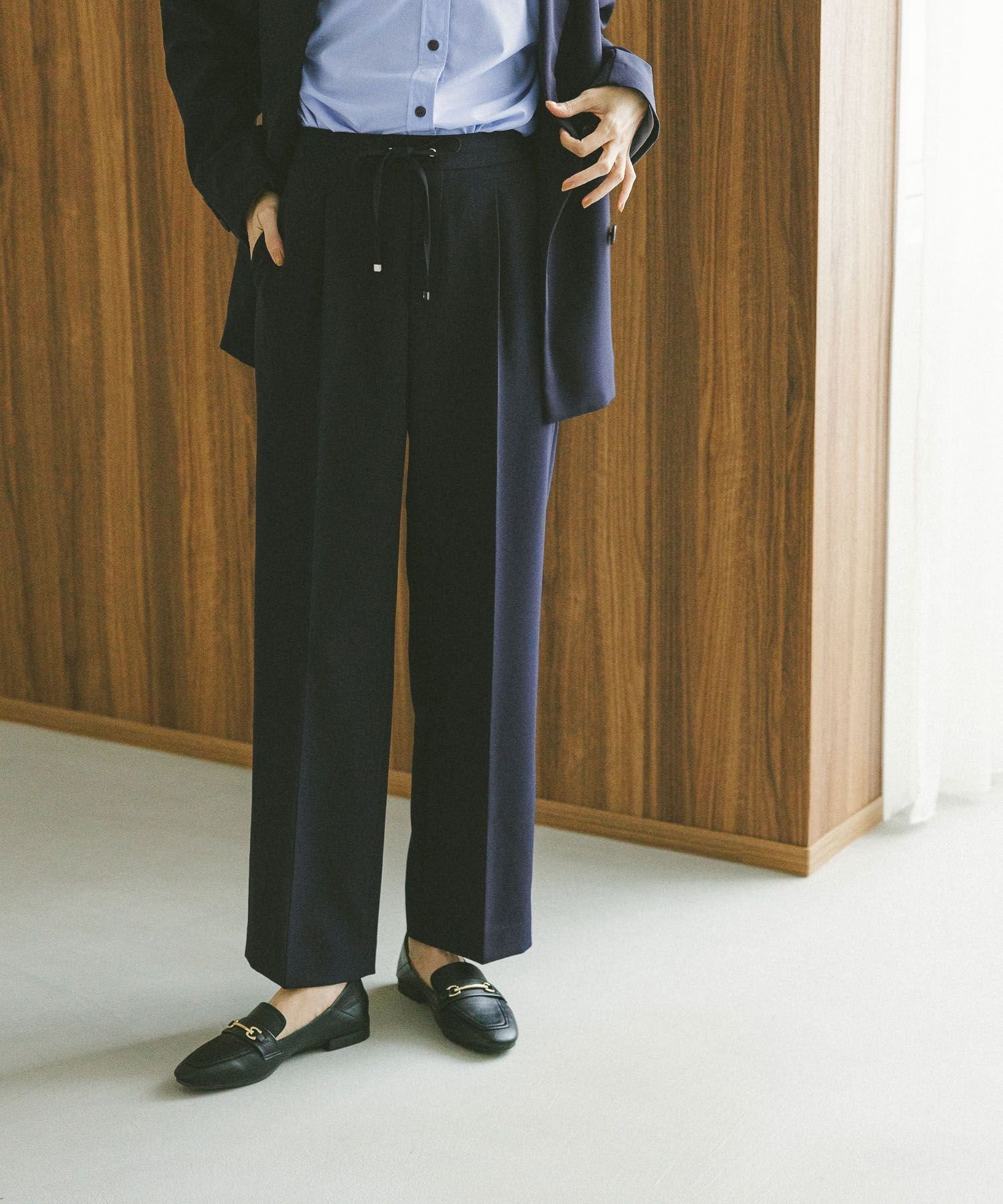 【グローバルワーク/GLOBAL WORK】の貴島明日香さん着用/ウツクシルエットイージーWクロスストレートパンツ/495820 インテリア・キッズ・メンズ・レディースファッション・服の通販 founy(ファニー) 　ファッション　Fashion　レディースファッション　Fashion for Women　パンツ　Pants & Trousers　ジャケット　Jacket, Outerwear　スウェット / スエット　Sweatshirt, Sweatwear　ストレッチ　Stretch, Stretchy Fabric　ストレート　Straight, Straight Cut　セットアップ　Set-Up, Coordinated Outfit　ダブル　Double, Double-Breasted　フィット　Fit, Slim Fit　メタル　Metal, Metal Parts　おすすめ　Recommended / Our Picks　セレモニー　Ceremony　貴島明日香さん着用/ネイビー88|ID: prp329100004661179 ipo3291000000034858418