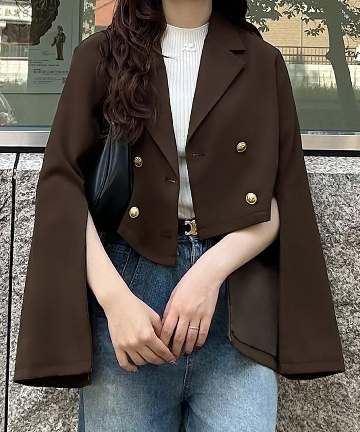 【ジュノア/JUNOAH】のゴールド釦2wayショートジャケット インテリア・キッズ・メンズ・レディースファッション・服の通販 founy(ファニー) https://founy.com/ ファッション Fashion レディースファッション Fashion for Women アウター Coat / Outerwear Collection レディースジャケット・軽アウター Jackets ショート Short, Short Length ジャケット Jacket, Outerwear チェック Check, Plaid, Tartan 無地 Plain, Solid Color |ID: prp329100004661182 ipo3291000000033930855