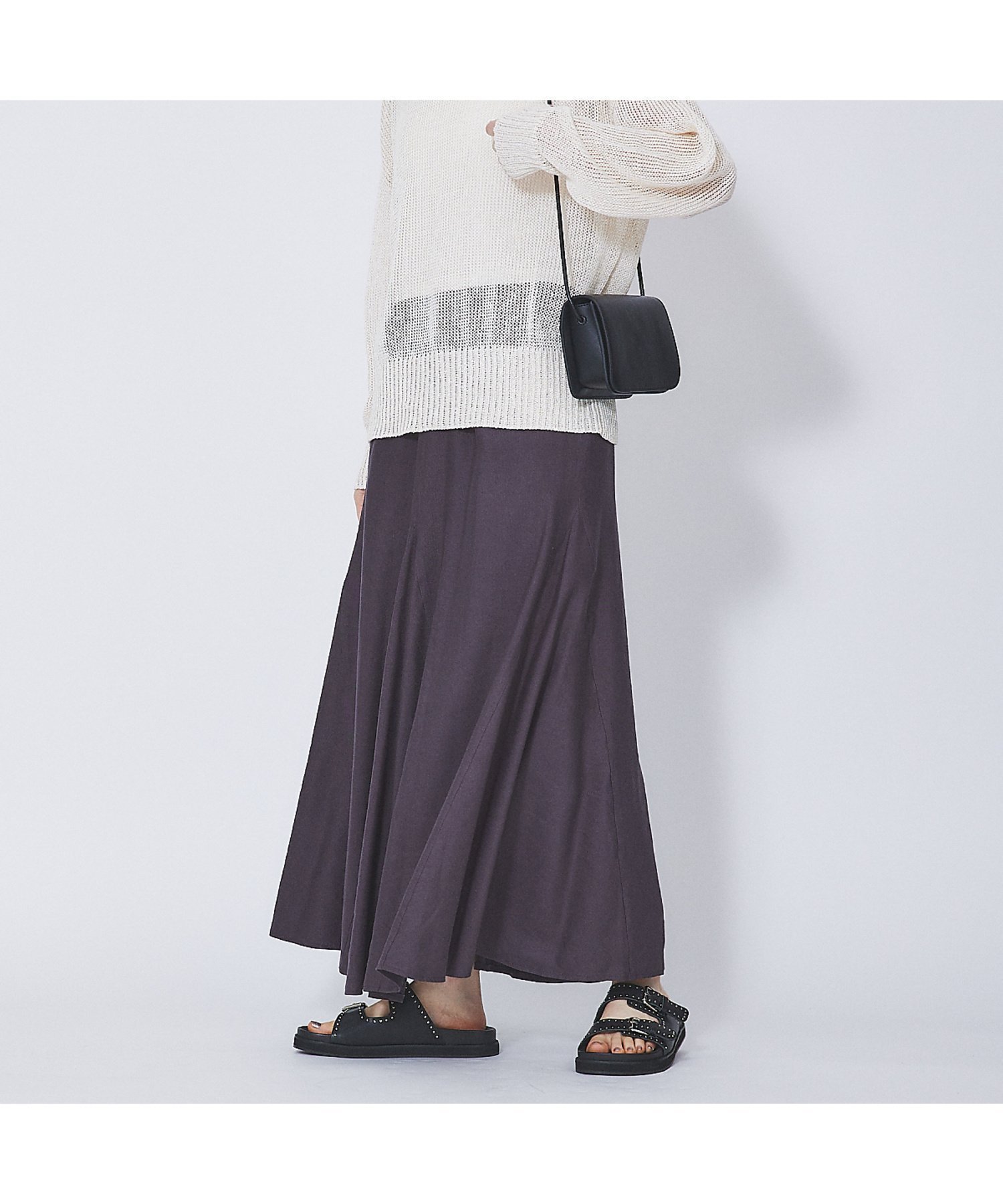 【ルージュヴィフラクレ/Rouge vif la cle】のレーヨンリネンフレアスカート インテリア・キッズ・メンズ・レディースファッション・服の通販 founy(ファニー) 　ファッション　Fashion　レディースファッション　Fashion for Women　スカート　Skirts　Aライン・フレアスカート　A-Line & Flared Skirts　カットソー　Cut and Sewn Top　シンプル　Simple, Minimal　フレア　Flare, Flared　リネン　Linen, Linen Fabric　リラックス　Relax, Relaxed Fit　チャコールグレー|ID: prp329100004661368 ipo3291000000033730911