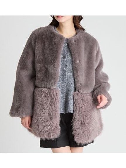 【セルフォード/CELFORD】の2wayファーコート インテリア・キッズ・メンズ・レディースファッション・服の通販 founy(ファニー) 　ファッション　Fashion　レディースファッション　Fashion for Women　アウター　Coat / Outerwear Collection　コート・ロングコート・ピーコート　Long Coats, Peacoats & More　ショート　Short, Short Length　デニム　Denim, Jeans Material　フェミニン　Feminine, Girly　切替　Switching, Contrast Panel　MOC[056]|ID: prp329100004661413 ipo3291000000033731067