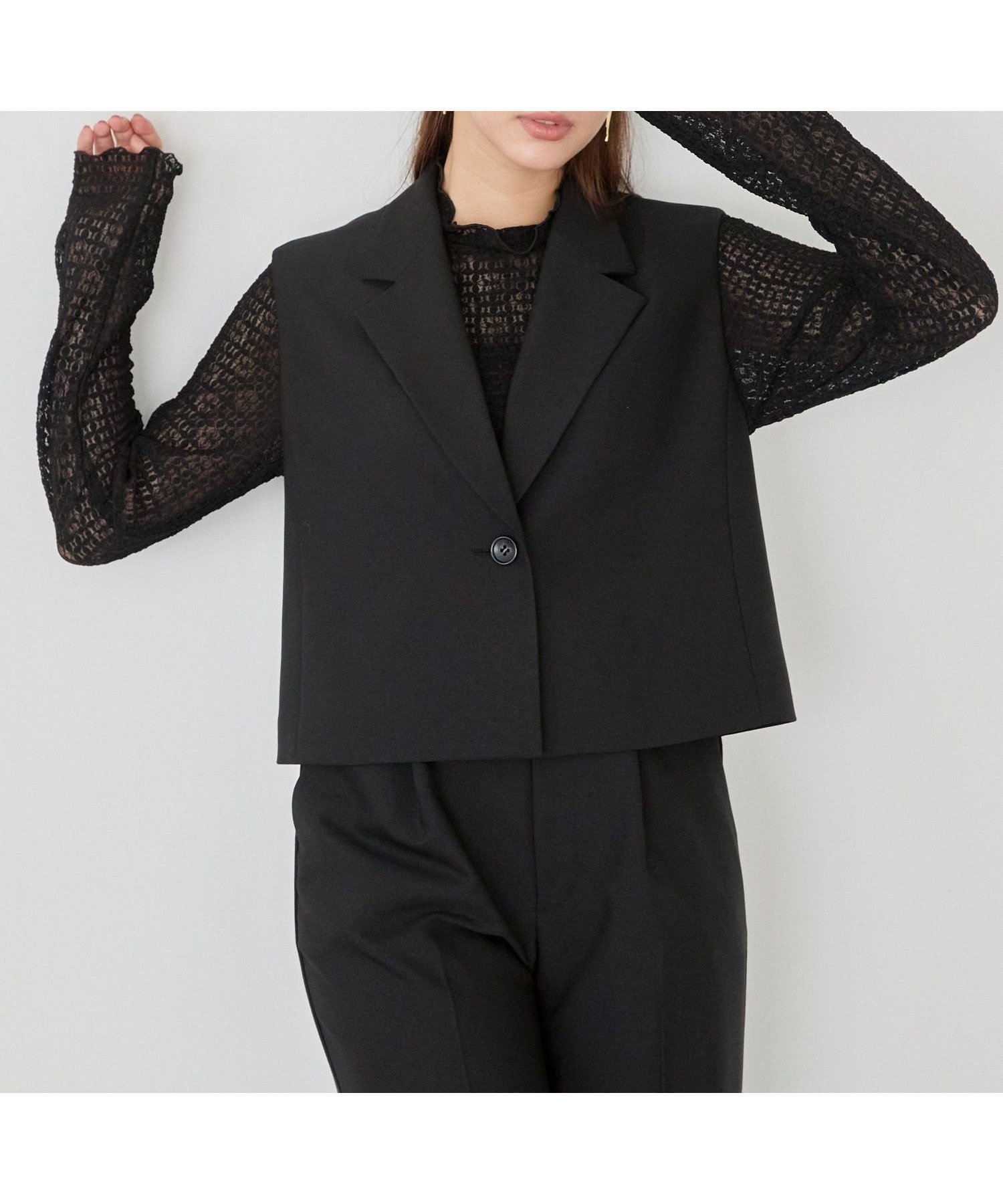 【アンデミュウ/Andemiu】のテーラーベスト インテリア・キッズ・メンズ・レディースファッション・服の通販 founy(ファニー) 　ファッション　Fashion　レディースファッション　Fashion for Women　アウター　Coat / Outerwear Collection　トップス・カットソー　Cut & Sew Tops　ベスト&ジレ / 重ね着スタイル　Vests & Gilets　おすすめ　Recommended / Our Picks　インナー　Innerwear　コンパクト　Compact, Small Size　セットアップ　Set-Up, Coordinated Outfit　テーラード　Tailored, Tailored Fit　ベスト　Vest, Waistcoat　ボトム　Bottoms, Lower Wear　ロング　Long, Long-Length　ビジネス 仕事 通勤　Business / Work / Commuting　ブラック09|ID: prp329100004661642 ipo3291000000033731789