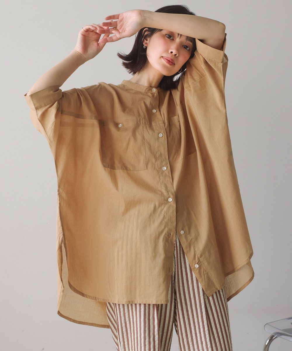 【バブ ブージュルード/Bab Bou Jeloud】のボイルBIGポケットチュニック インテリア・キッズ・メンズ・レディースファッション・服の通販 founy(ファニー) 　ファッション　Fashion　レディースファッション　Fashion for Women　トップス・カットソー　Cut & Sew Tops　シアー　Sheer, See-Through　シンプル　Simple, Minimal　チュニック　Tunic, Long Top　ポケット　Pocket, Pocket Detail　ラベンダー　Lavender　再入荷　Restock / Back in Stock　夏　Summer　定番　Standard, Basic Item　BEIGE|ID: prp329100004661685 ipo3291000000033846965