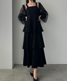 【ジュノア/JUNOAH】のLouere ジョーゼット生地フリルティアードキャミワンピース 人気、トレンドファッション・服の通販 founy(ファニー) ファッション Fashion レディースファッション Fashion for Women ワンピース Dresses キャミソールワンピース Camisole Dresses ジョーゼット Georgette, Semi-Sheer Fabric ペチコート Petticoat, Underskirt |ID:prp329100004661708