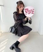 【マジェスティック レゴン/MAJESTIC LEGON】の袖異素材ミニワンピース 人気、トレンドファッション・服の通販 founy(ファニー) ファッション Fashion レディースファッション Fashion for Women ワンピース Dresses エレガント 上品 Elegant シャーリング Shirring, Ruched トレンド Trend, Trending Now フェミニン Feminine, Girly フレア Flare, Flared リボン Ribbon, Bow thumbnail ブラック|ID: prp329100004661719 ipo3291000000033827065