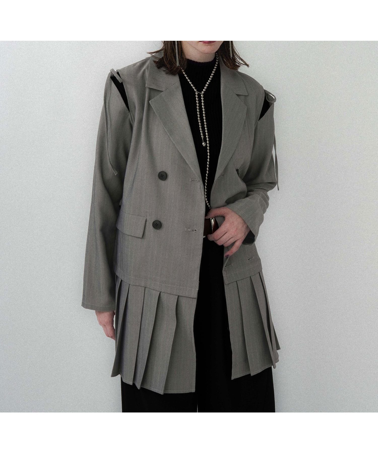 【ハレ/HARE】のジャケットライクプリーツミニワンピース インテリア・キッズ・メンズ・レディースファッション・服の通販 founy(ファニー) 　ファッション　Fashion　レディースファッション　Fashion for Women　アウター　Coat / Outerwear Collection　レディースジャケット・軽アウター　Jackets　おすすめ　Recommended / Our Picks　ウェーブ　Wavy Pattern　クラシック　Classic, Timeless Style　クール　Cool, Chic　シンプル　Simple, Minimal　ジャケット　Jacket, Outerwear　ストレート　Straight, Straight Cut　スラックス　Slacks, Dress Pants　スリット　Slit, Slit Detail　タイツ　Tights, Legwear　タートルネック　Turtleneck, High Neck　デニム　Denim, Jeans Material　ドッキング　Docking, Mixed Material　フィット　Fit, Slim Fit　フェミニン　Feminine, Girly　プリーツ　Pleats, Pleated　リボン　Ribbon, Bow　レース　Lace, Lace Fabric　A/W・秋冬　Autumn/Winter　チェック15|ID: prp329100004661726 ipo3291000000033827903