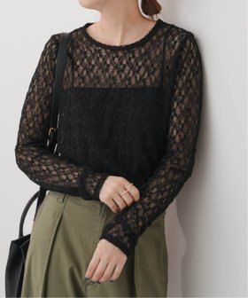 【スピック&スパン/Spick & Span】のストレッチレースクルーネックプルオーバー 人気、トレンドファッション・服の通販 founy(ファニー) ファッション Fashion レディースファッション Fashion for Women トップス・カットソー Cut & Sew Tops カジュアルプルオーバー・ニットトップス Pullovers & Knit Tops / Casual Pullovers インナー Innerwear カーディガン Cardigan, Knitwear ジャケット Jacket, Outerwear レース Lace, Lace Fabric |ID:prp329100004661791