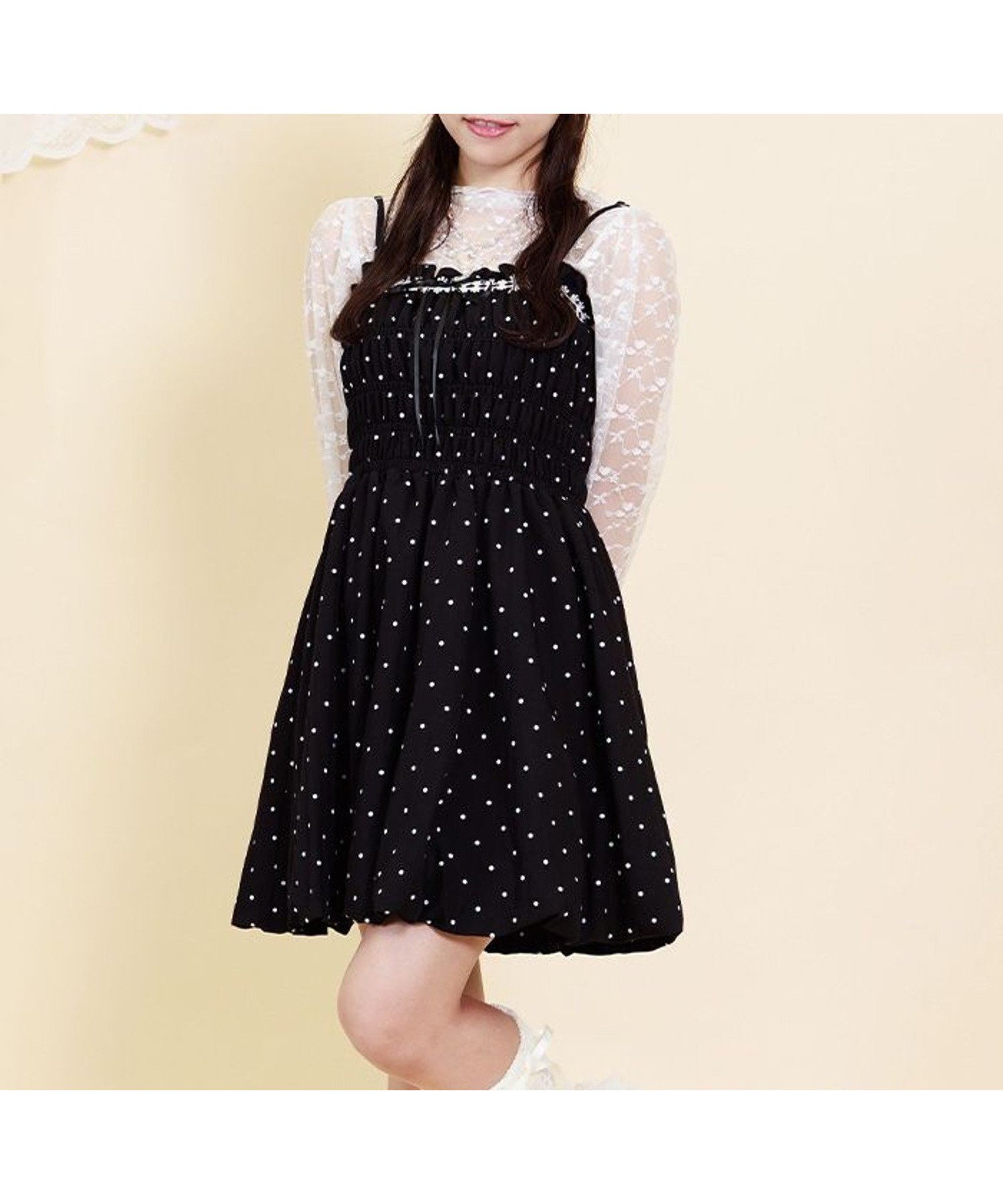 【アクシーズファム/axes femme】のバルーンキャミチュニック インテリア・キッズ・メンズ・レディースファッション・服の通販 founy(ファニー) 　ファッション　Fashion　レディースファッション　Fashion for Women　トップス・カットソー　Cut & Sew Tops　キャミソール&ノースリーブ　Camisoles & Sleeveless Tops　キャミワンピース　Cami Dress, Slip Dress　コレクション　Collection, Seasonal Line　シャーリング　Shirring, Ruched　チュニック　Tunic, Long Top　デニム　Denim, Jeans Material　ドット　Polka Dot, Dot Pattern　バルーン　Balloon, Balloon Silhouette　今季　This Season, Current Season　黒|ID: prp329100004661797 ipo3291000000033732304