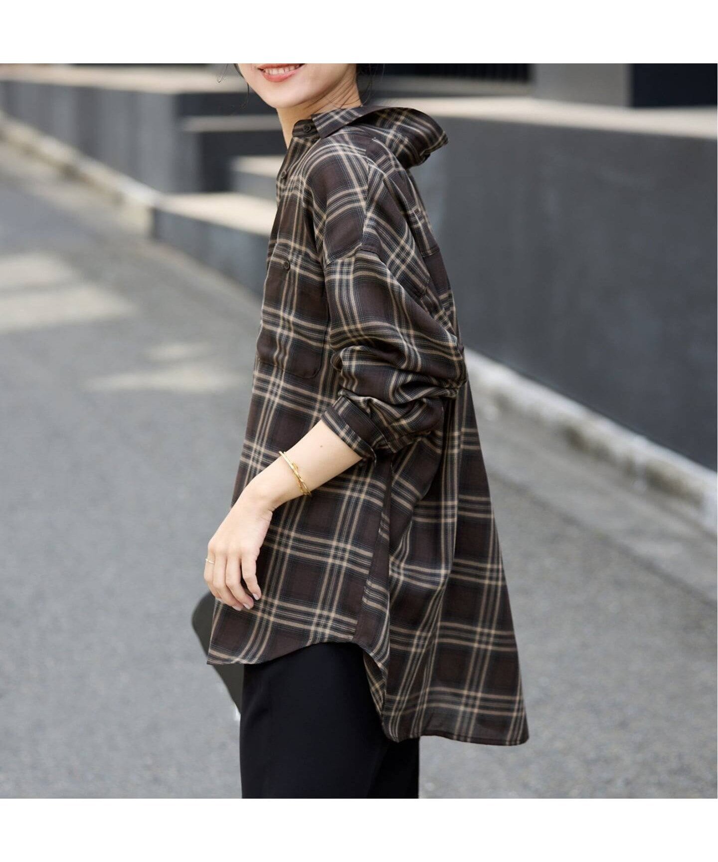 【スローブ イエナ/SLOBE IENA】の《追加 》ビエラチェックルーズシャツ インテリア・キッズ・メンズ・レディースファッション・服の通販 founy(ファニー) 　ファッション　Fashion　レディースファッション　Fashion for Women　トップス・カットソー　Cut & Sew Tops　シャツ・ブラウス・オフィスカジュアル　Elegant Blouses & Button-Ups　2025年　2025　2025-2026秋冬・A/W　Autumn/Winter 2025–26 AW25–26　ブラウン|ID: prp329100004661886 ipo3291000000033732610