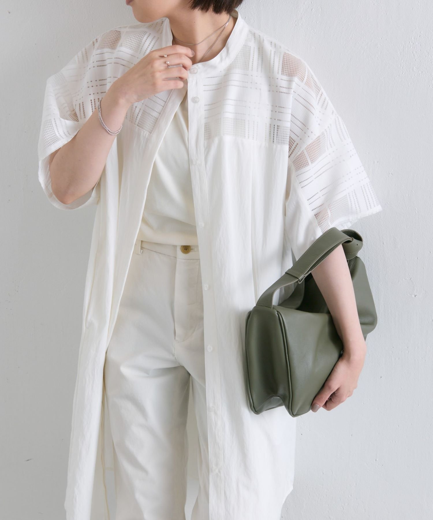 【イア パピヨネ/ear PAPILLONNER】のシアーチェック切替チュニックOP【SUM1 STYLE】 インテリア・キッズ・メンズ・レディースファッション・服の通販 founy(ファニー) 　ファッション　Fashion　レディースファッション　Fashion for Women　トップス・カットソー　Cut & Sew Tops　ウェーブ　Wavy Pattern　コンパクト　Compact, Small Size　切替　Switching, Contrast Panel　シンプル　Simple, Minimal　チェック　Check, Plaid, Tartan　チュニック　Tunic, Long Top　デニム　Denim, Jeans Material　ポケット　Pocket, Pocket Detail　羽織　Haori, Light Jacket　ラウンド　Round, Round Neck　リラックス　Relax, Relaxed Fit　ロング　Long, Long-Length　おすすめ　Recommended / Our Picks　ホワイト|ID: prp329100004661969 ipo3291000000033828190
