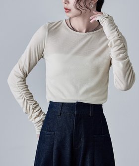【ビーフラット/bflat】のフラッフィーシアーシャーリングスリーブトップス 人気、トレンドファッション・服の通販 founy(ファニー) ファッション Fashion レディースファッション Fashion for Women トップス・カットソー Cut & Sew Tops インナー Innerwear カットソー Cut and Sewn Top シャーリング Shirring, Ruched ジャケット Jacket, Outerwear スウェット / スエット Sweatshirt, Sweatwear トレンド Trend, Trending Now ビスチェ Bustier, Corset Top フィット Fit, Slim Fit |ID:prp329100004662213