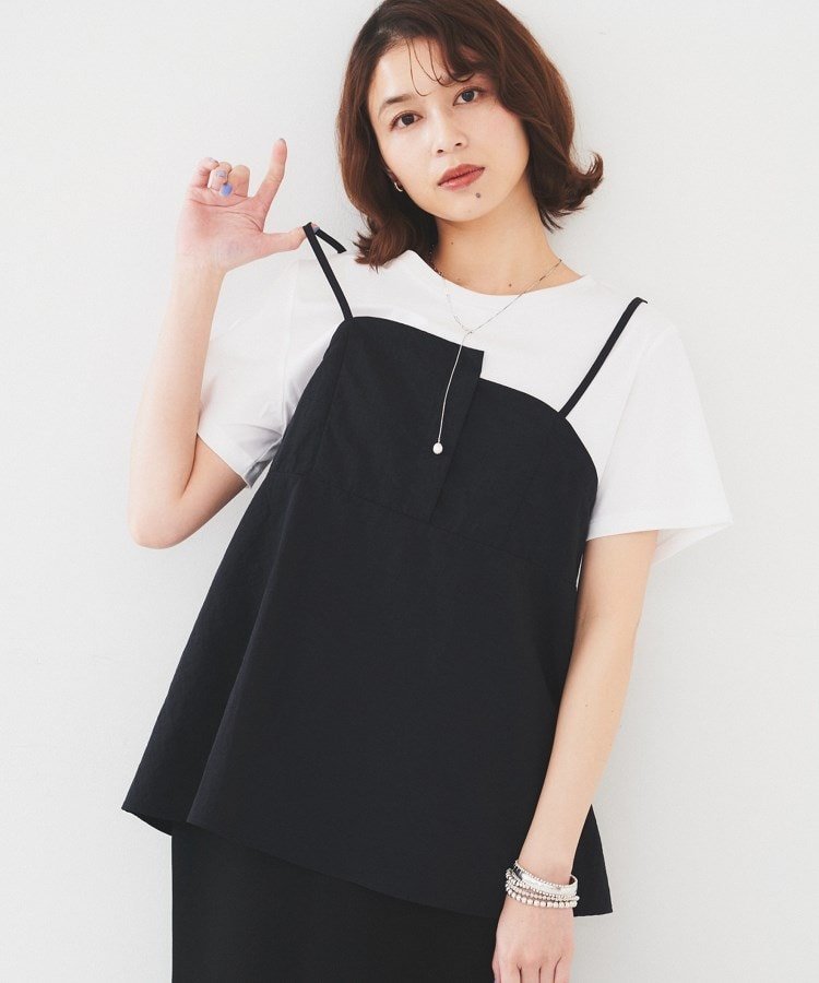 【アンタイトル/UNTITLED】の【洗える/Tシャツ】ビスチェドッキングプルオーバー インテリア・キッズ・メンズ・レディースファッション・服の通販 founy(ファニー) 　ファッション　Fashion　レディースファッション　Fashion for Women　トップス・カットソー　Cut & Sew Tops　シャツ・ブラウス・オフィスカジュアル　Elegant Blouses & Button-Ups　ロングTシャツ・Tシャツ　Longline T-Shirts & Tees　カジュアルプルオーバー・ニットトップス　Pullovers & Knit Tops / Casual Pullovers　ビスチェ　Bustiers & Corset Tops / Layered Bustier Style　おすすめ　Recommended / Our Picks　アシンメトリー　Asymmetrical Style　シャーリング　Shirring, Ruched　シルケット　Silket, Silky Cotton　タフタ　Taffeta, Structured Fabric　デニム　Denim, Jeans Material　ドッキング　Docking, Mixed Material　バランス　Balance, Style Balance　フレア　Flare, Flared　フロント　Front, Front Design　ペプラム　Peplum, Flared Hem　ワイド　Wide, Wide Fit　洗える　Machine Washable　ブラック|ID: prp329100004662278 ipo3291000000033734245