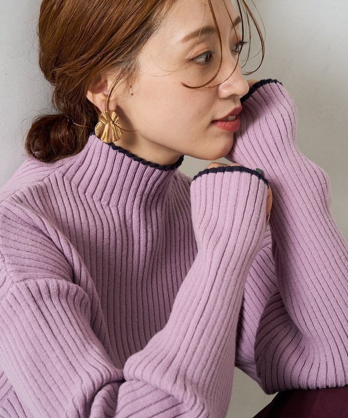 【フリークスストア/FREAK'S STORE】の配色 ライン リブニット ハイネック プルオーバー【限定展開】 25AW インテリア・キッズ・メンズ・レディースファッション・服の通販 founy(ファニー) 　ファッション　Fashion　レディースファッション　Fashion for Women　トップス・カットソー　Cut & Sew Tops　ニット　Knit Tops & Sweaters　カジュアルプルオーバー・ニットトップス　Pullovers & Knit Tops / Casual Pullovers　インナー　Innerwear　ストレッチ　Stretch, Stretchy Fabric　人気　Popular, Best Seller　ハイネック　High Neck, Mock Neck　フィット　Fit, Slim Fit　リブニット　Rib Knit, Ribbed Knit　A/W・秋冬　Autumn/Winter　冬　Winter / This Winter　2025年　2025　2025-2026秋冬・A/W　Autumn/Winter 2025–26 AW25–26　パープル|ID: prp329100004662303 ipo3291000000033734347