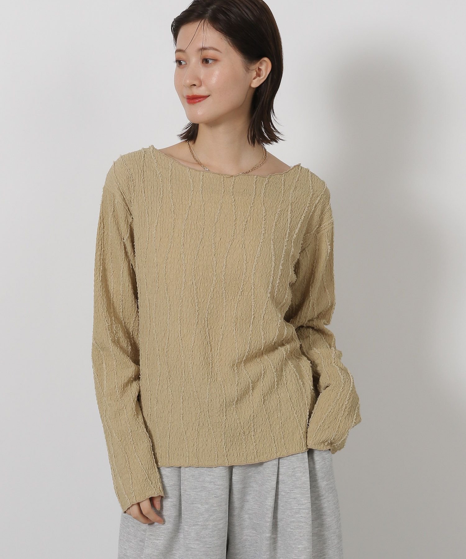 【ラコレ/LAKOLE】のフリンジジャガード長袖 インテリア・キッズ・メンズ・レディースファッション・服の通販 founy(ファニー) 　ファッション　Fashion　レディースファッション　Fashion for Women　トップス・カットソー　Cut & Sew Tops　おすすめ　Recommended / Our Picks　インナー　Innerwear　サロペット　Overalls, Salopette　デコルテ　Décolleté, Neckline　長袖　Long Sleeve, Full Sleeve　イエロー|ID: prp329100004662306 ipo3291000000033836793