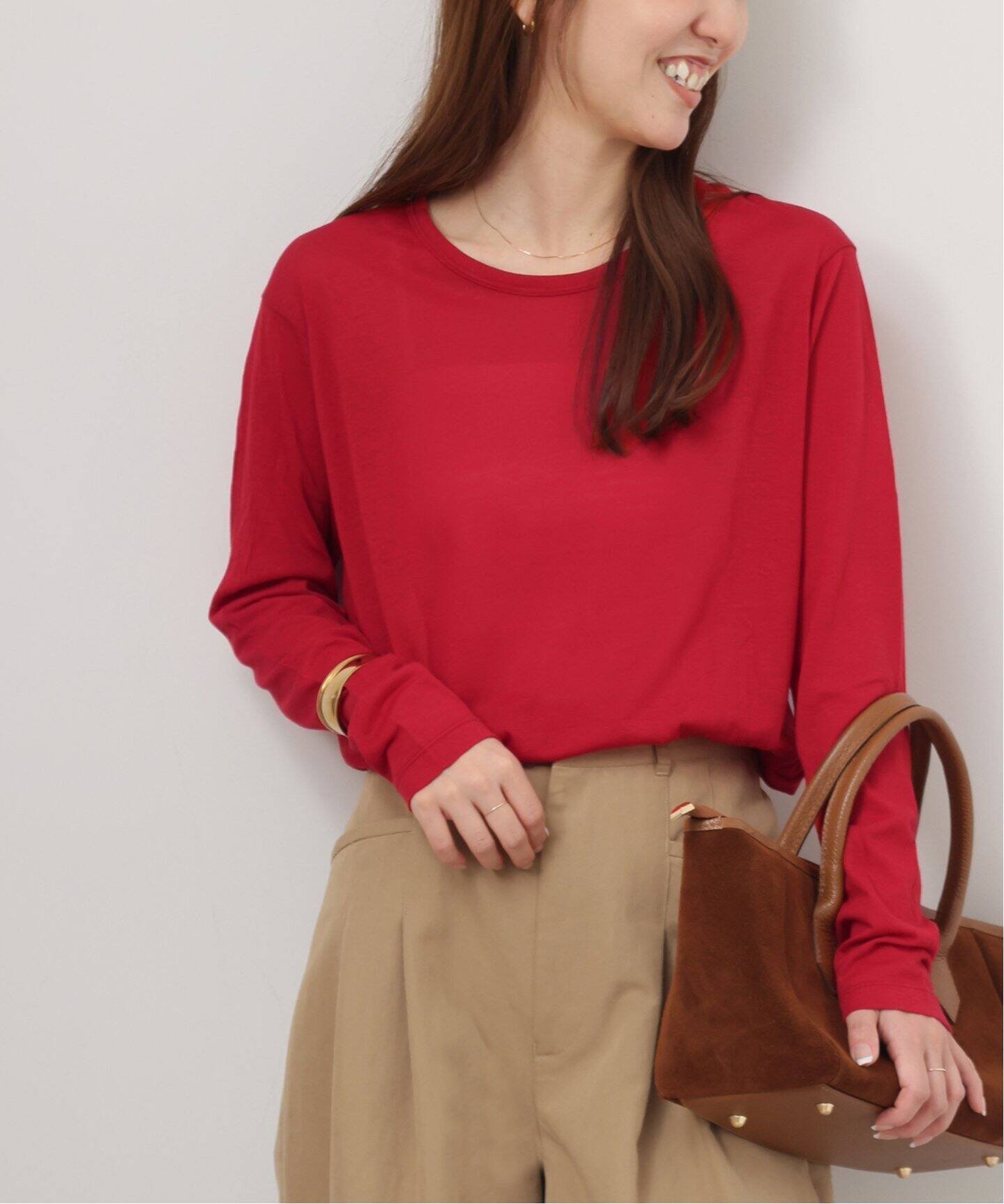 【ジャーナルスタンダード レリューム/JOURNAL STANDARD relume】の《追加3 / 新色》シアークルーネックロングTシャツ インテリア・キッズ・メンズ・レディースファッション・服の通販 founy(ファニー) 　ファッション　Fashion　レディースファッション　Fashion for Women　トップス・カットソー　Cut & Sew Tops　シャツ・ブラウス・オフィスカジュアル　Elegant Blouses & Button-Ups　ロングTシャツ・Tシャツ　Longline T-Shirts & Tees　2025年　2025　2025春夏・S/S　Spring/Summer 2025 SS25　レッド|ID: prp329100004662392 ipo3291000000033849060