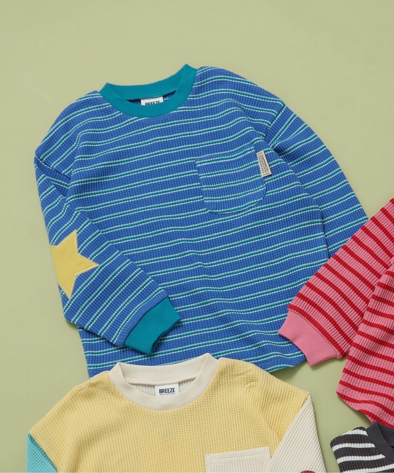 【エフオー オンラインストア/F.O.Online Store / KIDS】の【リンク】いろいろパッチワッフルロンT インテリア・キッズ・メンズ・レディースファッション・服の通販 founy(ファニー) 　ファッション　Fashion　キッズファッション　Fashion for Kids　人気　Popular, Best Seller　長袖　Long Sleeve, Full Sleeve　ブルー|ID: prp329100004662634 ipo3291000000034045094