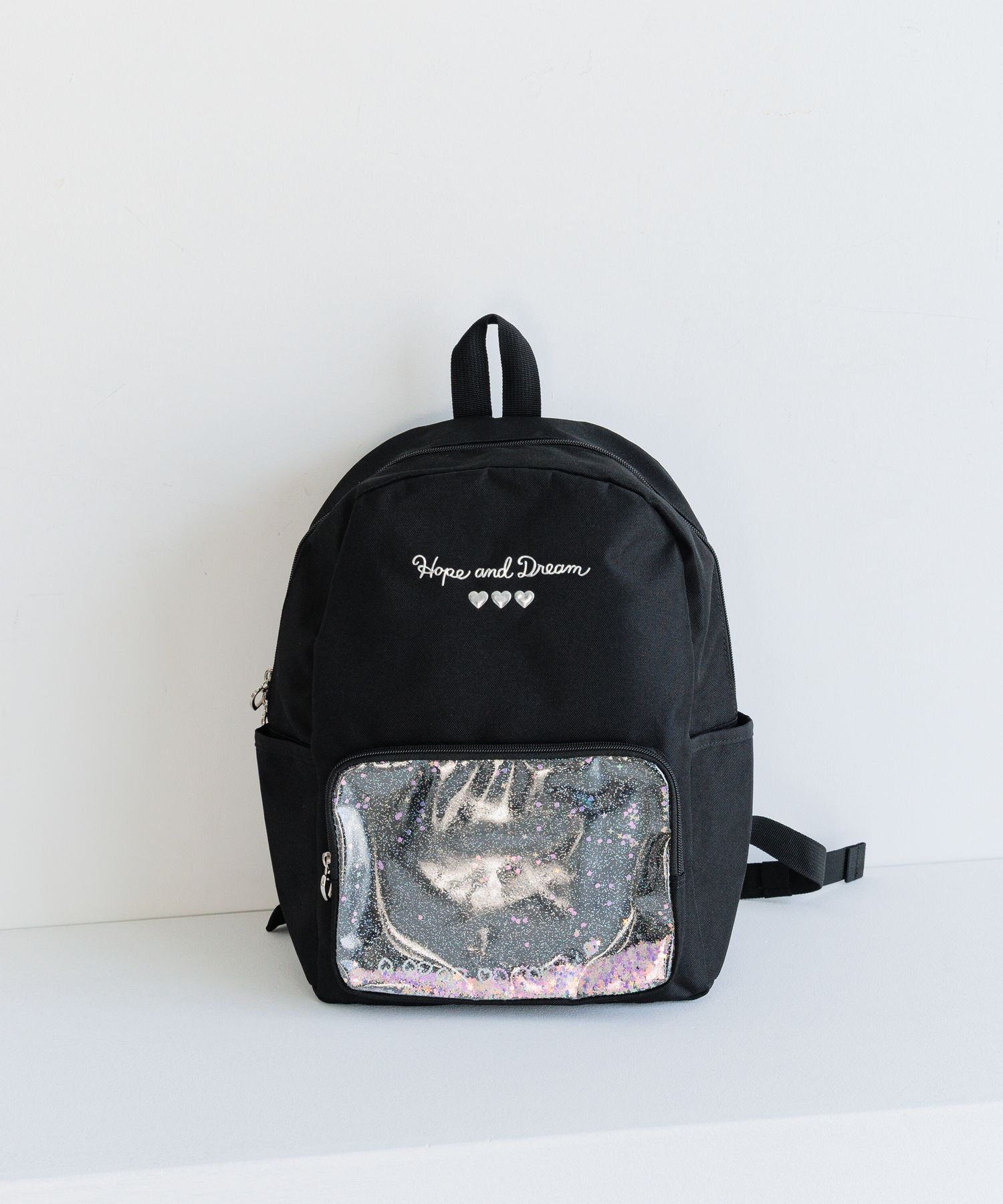 【ベイフロー/BAYFLOW / KIDS】の推し活にも! キラキラスパンコールリュック M(約10L)・L(約15L) (KIDS) インテリア・キッズ・メンズ・レディースファッション・服の通販 founy(ファニー) 　ファッション　Fashion　キッズファッション　Fashion for Kids　おすすめ　Recommended / Our Picks　スパンコール　Sequins, Sequin Embellishment　チャーム　Charm, Pendant　ポケット　Pocket, Pocket Detail　メッシュ　Mesh, Net Fabric　ラベンダー　Lavender　リュック　Backpack, Rucksack　人気　Popular, Best Seller　夏　Summer　無地　Plain, Solid Color　ブラック19|ID: prp329100004662657 ipo3291000000034112947