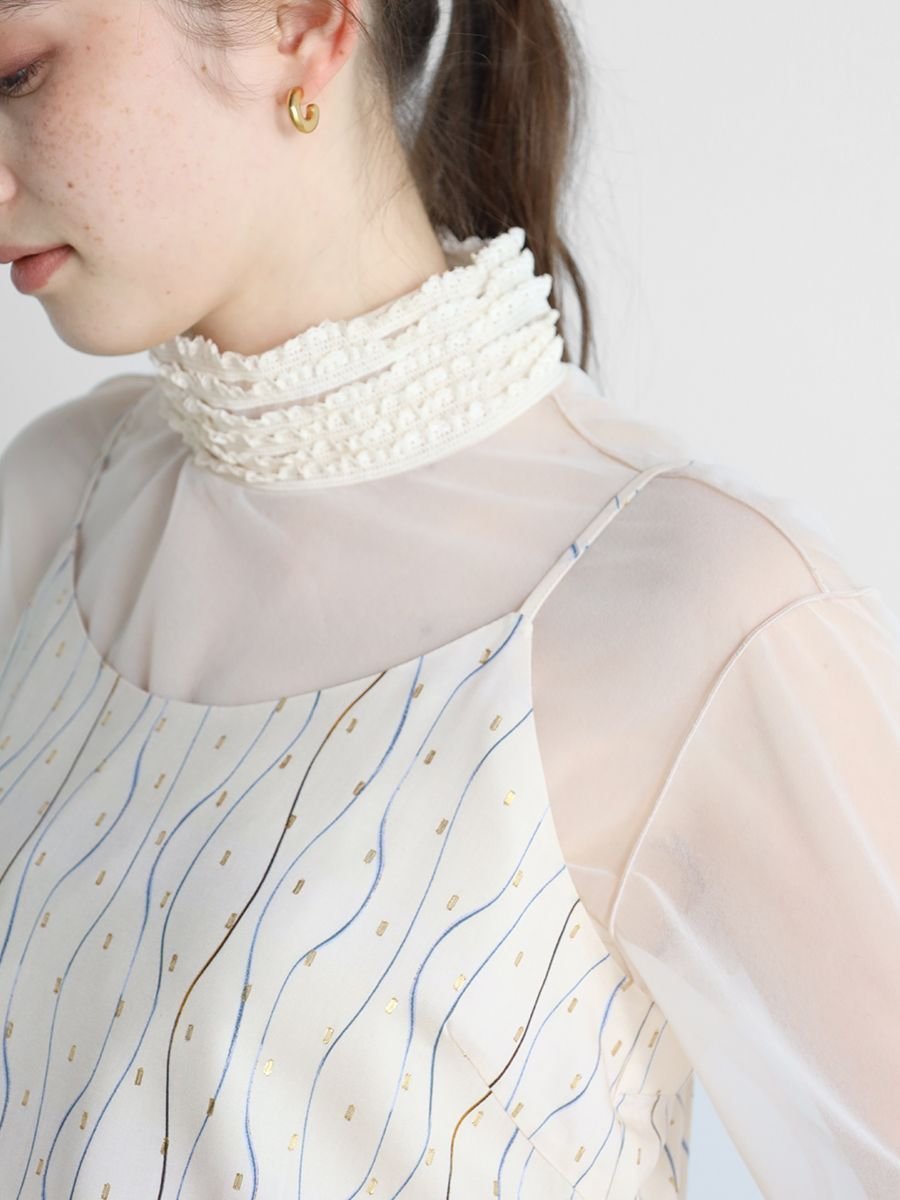 【ヴァン/Vin】のフリルネックシアートップス インテリア・キッズ・メンズ・レディースファッション・服の通販 founy(ファニー) 　ファッション　Fashion　レディースファッション　Fashion for Women　トップス・カットソー　Cut & Sew Tops　カーディガン　Cardigan, Knitwear　シアー　Sheer, See-Through　スウェット / スエット　Sweatshirt, Sweatwear　タンブラー　Tumbler, Travel Mug　タートルネック　Turtleneck, High Neck　ハンド　Hand, Handmade　フィット　Fit, Slim Fit　フリル　Frill, Ruffle　ワーク　Workwear, Utility Style　エレガント 上品　Elegant　別注　Limited Edition, Custom Order　アイボリー|ID: prp329100004662773 ipo3291000000034030840