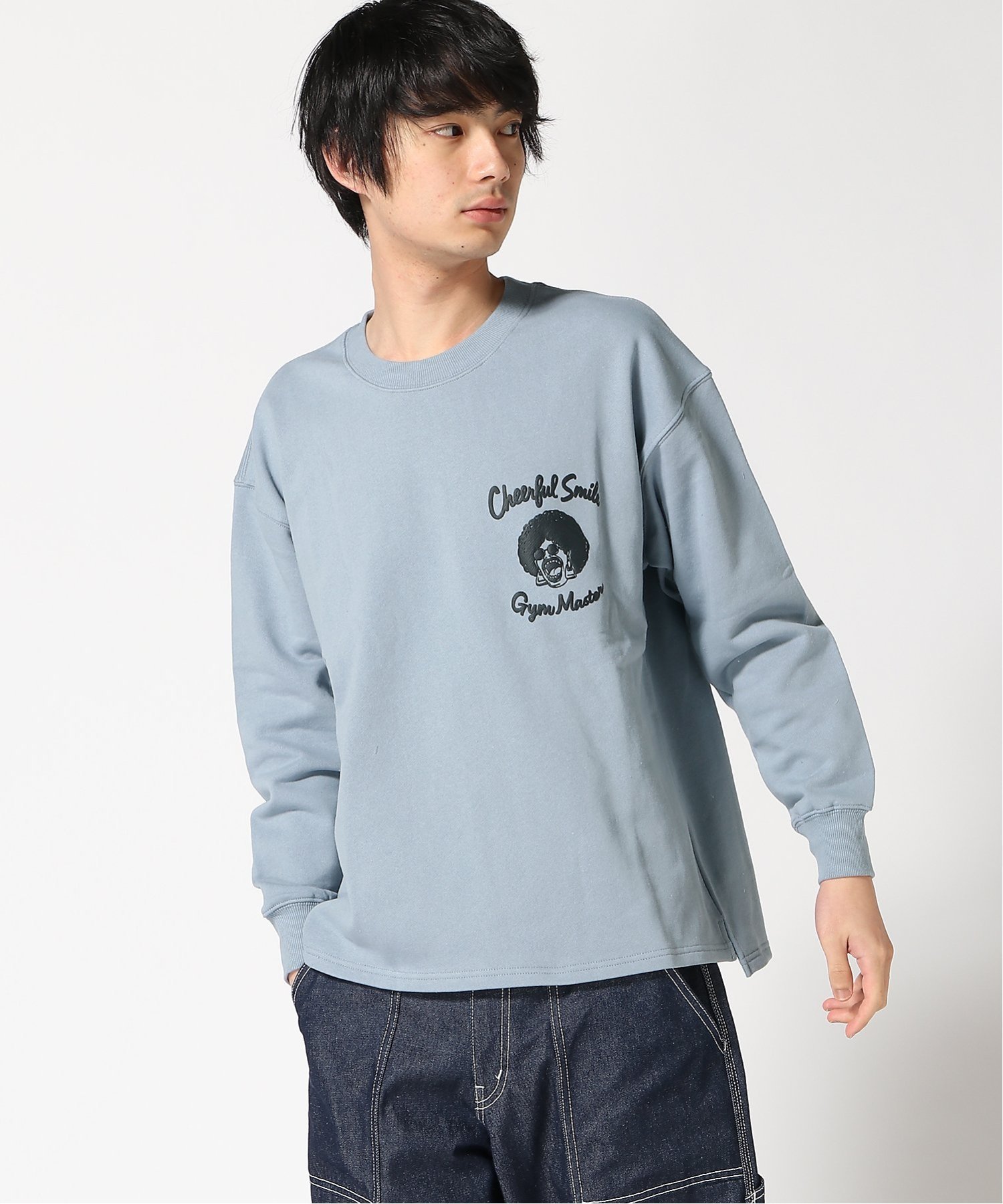 【ジムマスター/gym master / MEN】のgym master/10.3oz Cheerful Smileスウェット インテリア・キッズ・メンズ・レディースファッション・服の通販 founy(ファニー) 　ファッション　Fashion　メンズファッション　Fashion for Men　グラフィック　Graphic, Graphic Design　スウェット / スエット　Sweatshirt, Sweatwear　フェイス　Face, Facial Design　プリント　Print, Printed Pattern　ライトブルー|ID: prp329100004662779 ipo3291000000033736200