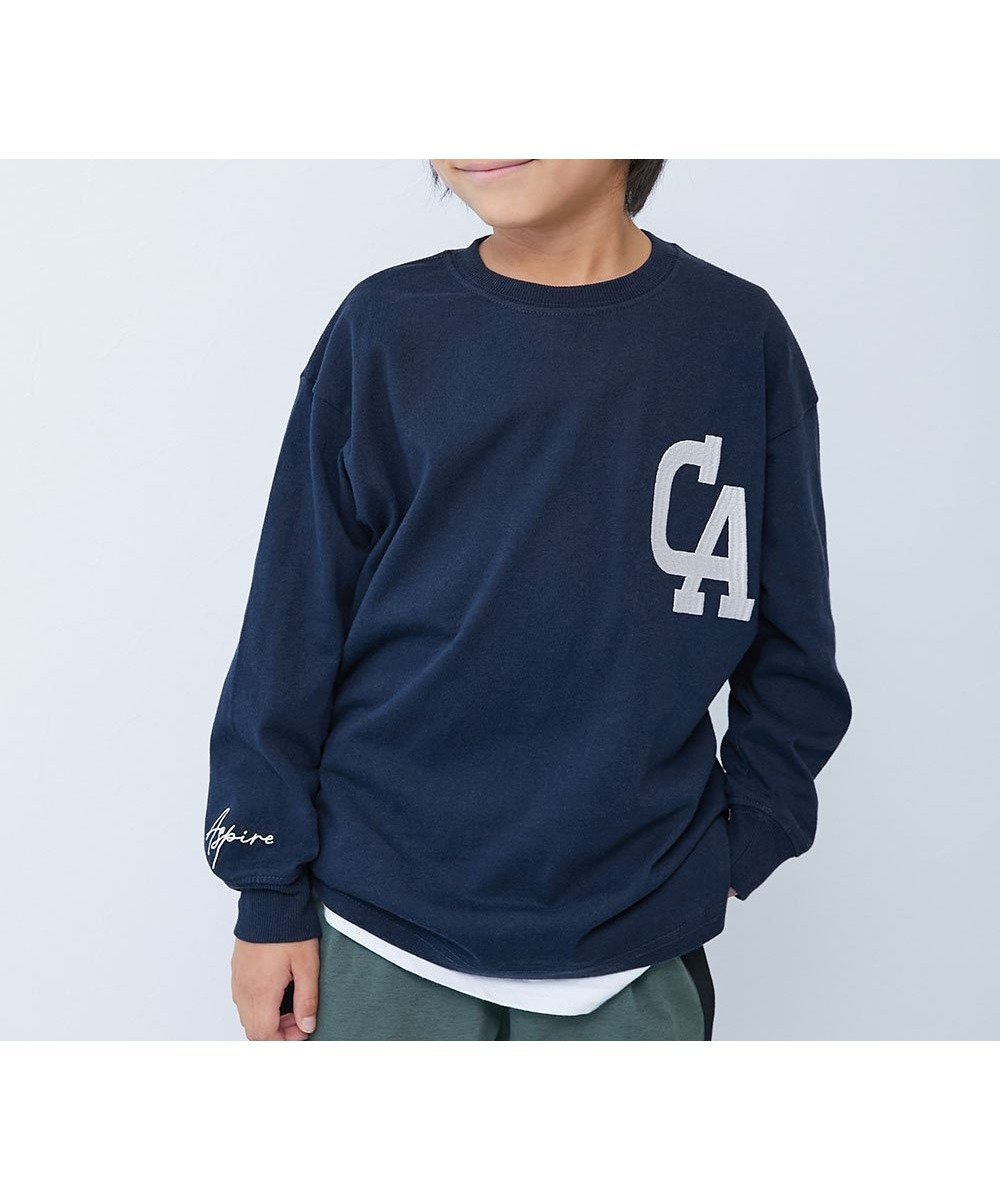 【デビロック/devirock / KIDS】の綿100% お洗濯してもよれにくい ビッグシルエット袖リブ 長袖Tシャツ ロンT 25AW インテリア・キッズ・メンズ・レディースファッション・服の通販 founy(ファニー) 　ファッション　Fashion　キッズファッション　Fashion for Kids　インナー　Innerwear　トレンド　Trend, Trending Now　人気　Popular, Best Seller　長袖　Long Sleeve, Full Sleeve　ビッグ　Big, Oversized　プリント　Print, Printed Pattern　リラックス　Relax, Relaxed Fit　ロング　Long, Long-Length　おすすめ　Recommended / Our Picks　2025年　2025　2025-2026秋冬・A/W　Autumn/Winter 2025–26 AW25–26　004-CA-ネイビー|ID: prp329100004662793 ipo3291000000033736255