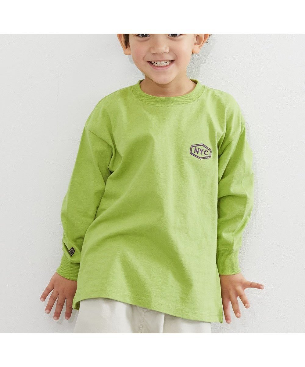 【デビロック/devirock / KIDS】の綿100% お洗濯してもよれにくい ビッグシルエット袖リブ 長袖Tシャツ ロンT 25AW インテリア・キッズ・メンズ・レディースファッション・服の通販 founy(ファニー) 　ファッション　Fashion　キッズファッション　Fashion for Kids　インナー　Innerwear　トレンド　Trend, Trending Now　人気　Popular, Best Seller　長袖　Long Sleeve, Full Sleeve　ビッグ　Big, Oversized　プリント　Print, Printed Pattern　リラックス　Relax, Relaxed Fit　ロング　Long, Long-Length　おすすめ　Recommended / Our Picks　2025年　2025　2025-2026秋冬・A/W　Autumn/Winter 2025–26 AW25–26　011-NYC-Lグリーン|ID: prp329100004662793 ipo3291000000033736259