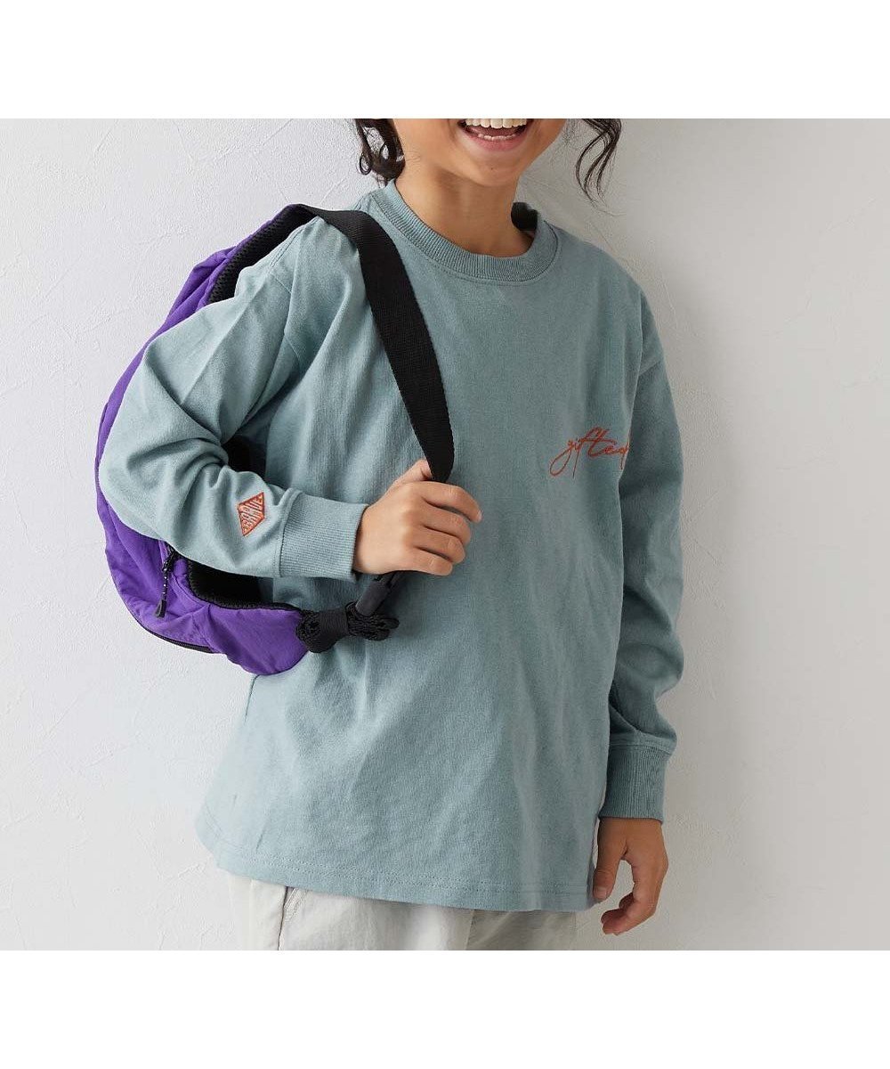 【デビロック/devirock / KIDS】の綿100% お洗濯してもよれにくい ビッグシルエット袖リブ 長袖Tシャツ ロンT 25AW インテリア・キッズ・メンズ・レディースファッション・服の通販 founy(ファニー) 　ファッション　Fashion　キッズファッション　Fashion for Kids　インナー　Innerwear　トレンド　Trend, Trending Now　人気　Popular, Best Seller　長袖　Long Sleeve, Full Sleeve　ビッグ　Big, Oversized　プリント　Print, Printed Pattern　リラックス　Relax, Relaxed Fit　ロング　Long, Long-Length　おすすめ　Recommended / Our Picks　2025年　2025　2025-2026秋冬・A/W　Autumn/Winter 2025–26 AW25–26　021-ロゴ-ダスティブルー|ID: prp329100004662793 ipo3291000000033736264