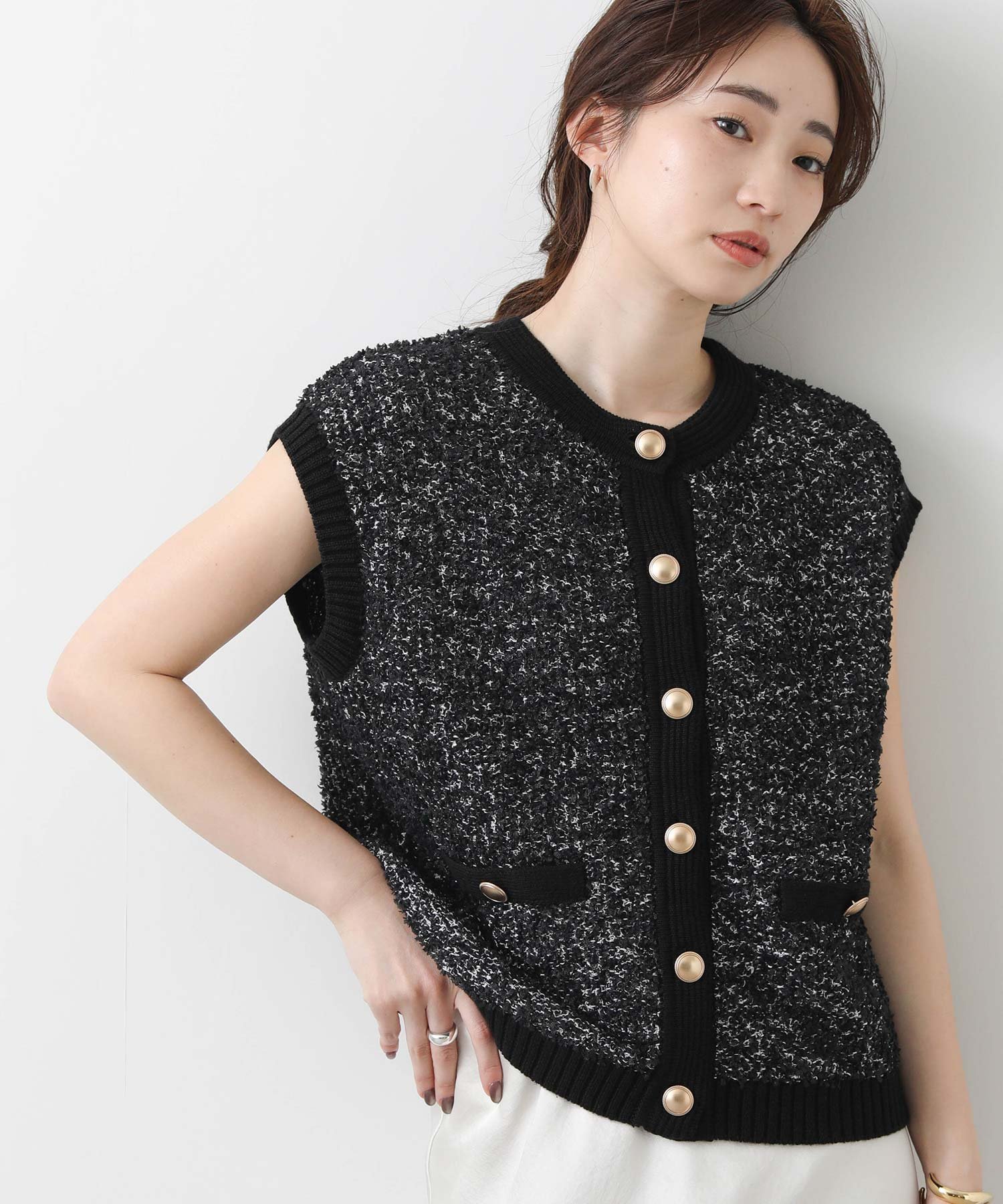【グレディブリリアン/Gready Brilliant】のMIXモールクルーベスト 人気、トレンドファッション・服の通販 founy(ファニー) 　ファッション　Fashion　レディースファッション　Fashion for Women　アウター　Coat / Outerwear Collection　トップス・カットソー　Cut & Sew Tops　ベスト&ジレ / 重ね着スタイル　Vests & Gilets　インナー　Innerwear　クラシカル　Classical, Vintage-Inspired　スリーブ　Sleeve, Long Sleeve / Short Sleeve　フレンチ　French, French Style　ベスト　Vest, Waistcoat　リボン　Ribbon, Bow　別注　Limited Edition, Custom Order　 other-1|ID: prp329100004662872 ipo3291000000033736554