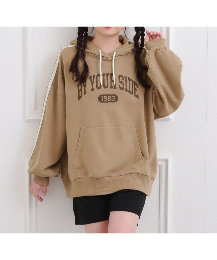 【ピンク ラテ/PINK-latte / KIDS】の袖ラインパーカ+ショートパンツセット インテリア・キッズ・メンズ・レディースファッション・服の通販 founy(ファニー) 　ファッション　Fashion　キッズファッション　Fashion for Kids　ボトムス　Bottoms　ガーリー　Girly, Feminine Style　ショート　Short, Short Length　スポーティ　Sporty, Casual Athletic　スマート　Smart, Elegant　プリント　Print, Printed Pattern　ポケット　Pocket, Pocket Detail　ルーズ　Loose, Oversized　楽ちん　Easy Fit, Comfortable　再入荷　Restock / Back in Stock　おすすめ　Recommended / Our Picks　お家時間・ステイホーム　Stay Home / At Home　旅行　Travel　ベージュ|ID: prp329100004662877 ipo3291000000034124024