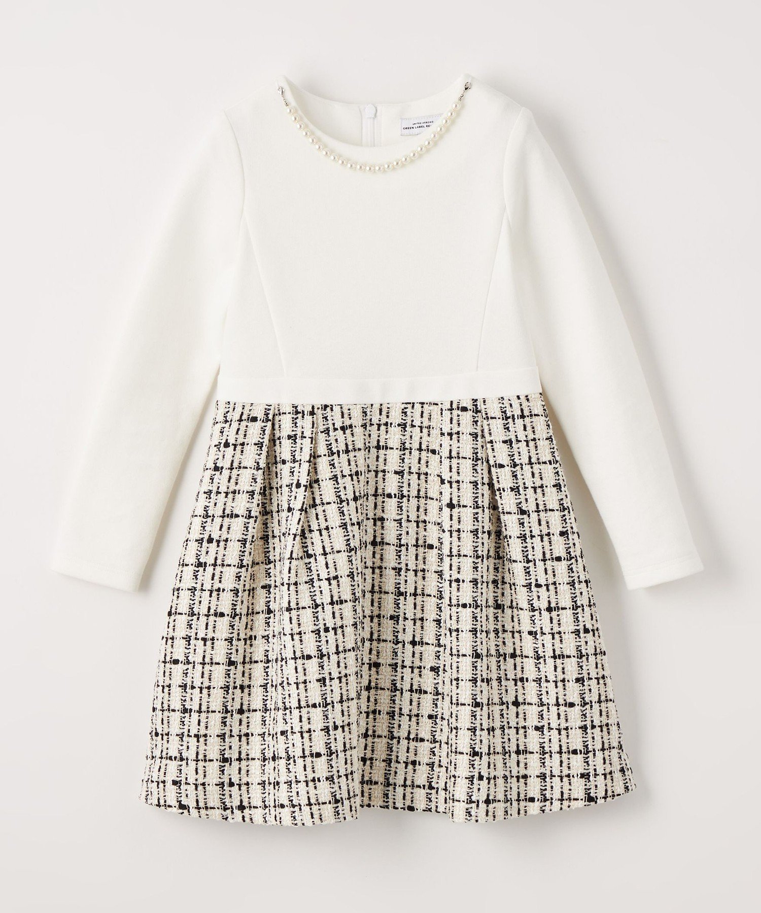 【ユナイテッドアローズ/UNITED ARROWS / KIDS】のポンチ*ファンシーツイード ワンピース インテリア・キッズ・メンズ・レディースファッション・服の通販 founy(ファニー) 　ファッション　Fashion　キッズファッション　Fashion for Kids　ワンピース　Dresses　オケージョン　Occasion Wear　カットソー　Cut and Sewn Top　コンビ　Combo, Combination Style　シェイプ　Shape, Slim Fit　セットアップ　Set-Up, Coordinated Outfit　ツイード　Twill, Twill Weave　ネックレス　Necklace, Pendant Necklace　フェミニン　Feminine, Girly　フォーマル　Formal, Dressy　ブロック　Block, Solid Block Pattern　ボレロ　Bolero, Short Cardigan　ミックス　Mix, Mixed Style　アウトレット　Outlet / Clearance　エレガント 上品　Elegant　セレモニー　Ceremony　入学式　Entrance Ceremony　卒業式　Graduation Ceremony　OFF WHITE|ID: prp329100004662903 ipo3291000000034112644