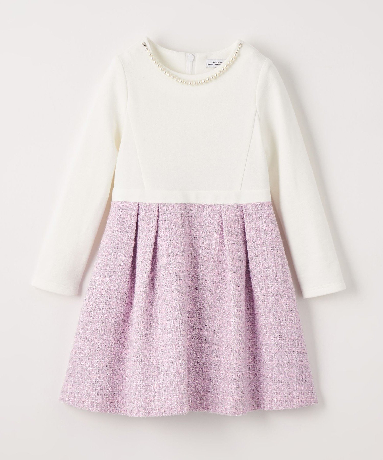 【ユナイテッドアローズ/UNITED ARROWS / KIDS】のポンチ*ファンシーツイード ワンピース インテリア・キッズ・メンズ・レディースファッション・服の通販 founy(ファニー) 　ファッション　Fashion　キッズファッション　Fashion for Kids　ワンピース　Dresses　オケージョン　Occasion Wear　カットソー　Cut and Sewn Top　コンビ　Combo, Combination Style　シェイプ　Shape, Slim Fit　セットアップ　Set-Up, Coordinated Outfit　ツイード　Twill, Twill Weave　ネックレス　Necklace, Pendant Necklace　フェミニン　Feminine, Girly　フォーマル　Formal, Dressy　ブロック　Block, Solid Block Pattern　ボレロ　Bolero, Short Cardigan　ミックス　Mix, Mixed Style　アウトレット　Outlet / Clearance　エレガント 上品　Elegant　セレモニー　Ceremony　入学式　Entrance Ceremony　卒業式　Graduation Ceremony　LILAC|ID: prp329100004662903 ipo3291000000034112645