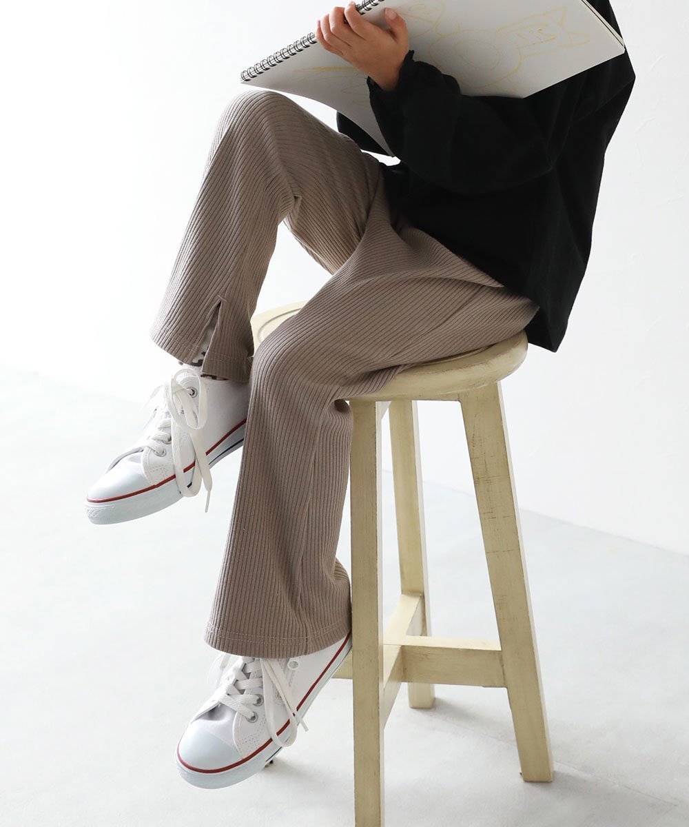 【デビロック/devirock / KIDS】のリブフレアパンツ ロングパンツ 長ズボン ボトムス 25AW インテリア・キッズ・メンズ・レディースファッション・服の通販 founy(ファニー) 　ファッション　Fashion　キッズファッション　Fashion for Kids　ボトムス　Bottoms　春　Spring　秋　Autumn　カットソー　Cut and Sewn Top　スウェット / スエット　Sweatshirt, Sweatwear　チュニック　Tunic, Long Top　トレンド　Trend, Trending Now　ロング　Long, Long-Length　冬　Winter / This Winter　おすすめ　Recommended / Our Picks　2025年　2025　2025-2026秋冬・A/W　Autumn/Winter 2025–26 AW25–26　ピンクグレージュ|ID: prp329100004663073 ipo3291000000034624924