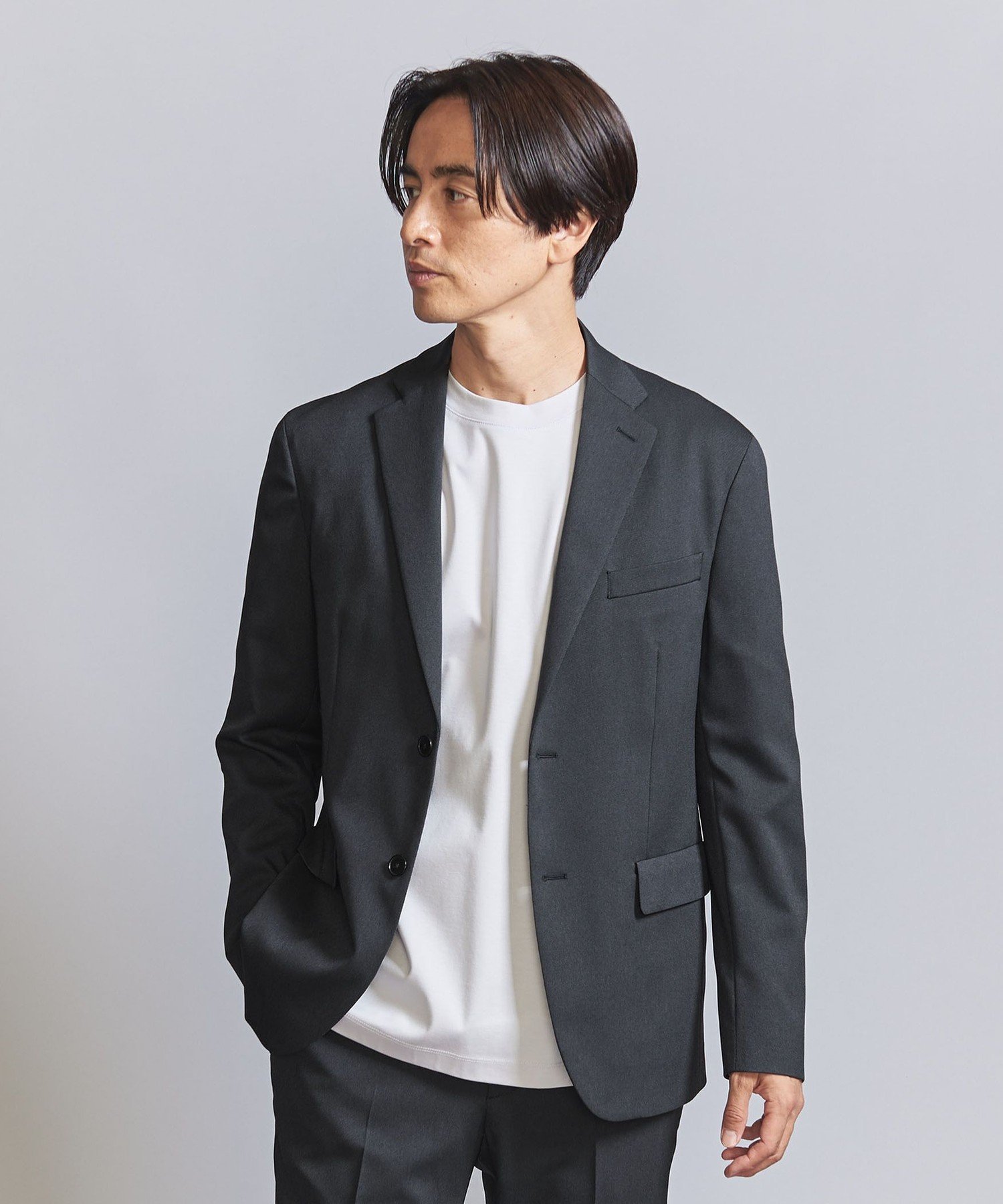 【ユナイテッドアローズ/UNITED ARROWS / MEN】のシャンブレー PE 2B ジャケット -セットアップ対応- インテリア・キッズ・メンズ・レディースファッション・服の通販 founy(ファニー) 　ファッション　Fashion　メンズファッション　Fashion for Men　セットアップ　Matching Sets　秋　Autumn　シェイプ　Shape, Slim Fit　シャンブレー　Chambray, Denim-Like Fabric　ジャケット　Jacket, Outerwear　スタンダード　Standard, Basic　スラックス　Slacks, Dress Pants　スリム　Slim, Slim Fit　セットアップ　Set-Up, Coordinated Outfit　トレンド　Trend, Trending Now　ベーシック　Basic, Essential　別注　Limited Edition, Custom Order　アウトレット　Outlet / Clearance　旅行　Travel　エレガント 上品　Elegant　ビジネス 仕事 通勤　Business / Work / Commuting　DK.GRAY|ID: prp329100004663201 ipo3291000000034035954