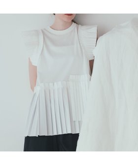 【アダム エ ロペ/ADAM ET ROPE'】の【サステナブル】プリーツコンビプルオーバー 人気、トレンドファッション・服の通販 founy(ファニー) ファッション Fashion レディースファッション Fashion for Women トップス・カットソー Cut & Sew Tops カジュアルプルオーバー・ニットトップス Pullovers & Knit Tops / Casual Pullovers 春 Spring 洗える Machine Washable カットソー Cut and Sewn Top スラックス Slacks, Dress Pants タイプライター Typewriter Fabric, Crisp Cotton デニム Denim, Jeans Material プリーツ Pleats, Pleated ペプラム Peplum, Flared Hem S/S・春夏 SS, Spring/Summer, Warm Season おすすめ Recommended / Our Picks 夏 Summer 2025年 2025 2025春夏・S/S Spring/Summer 2025 SS25 |ID:prp329100004663482