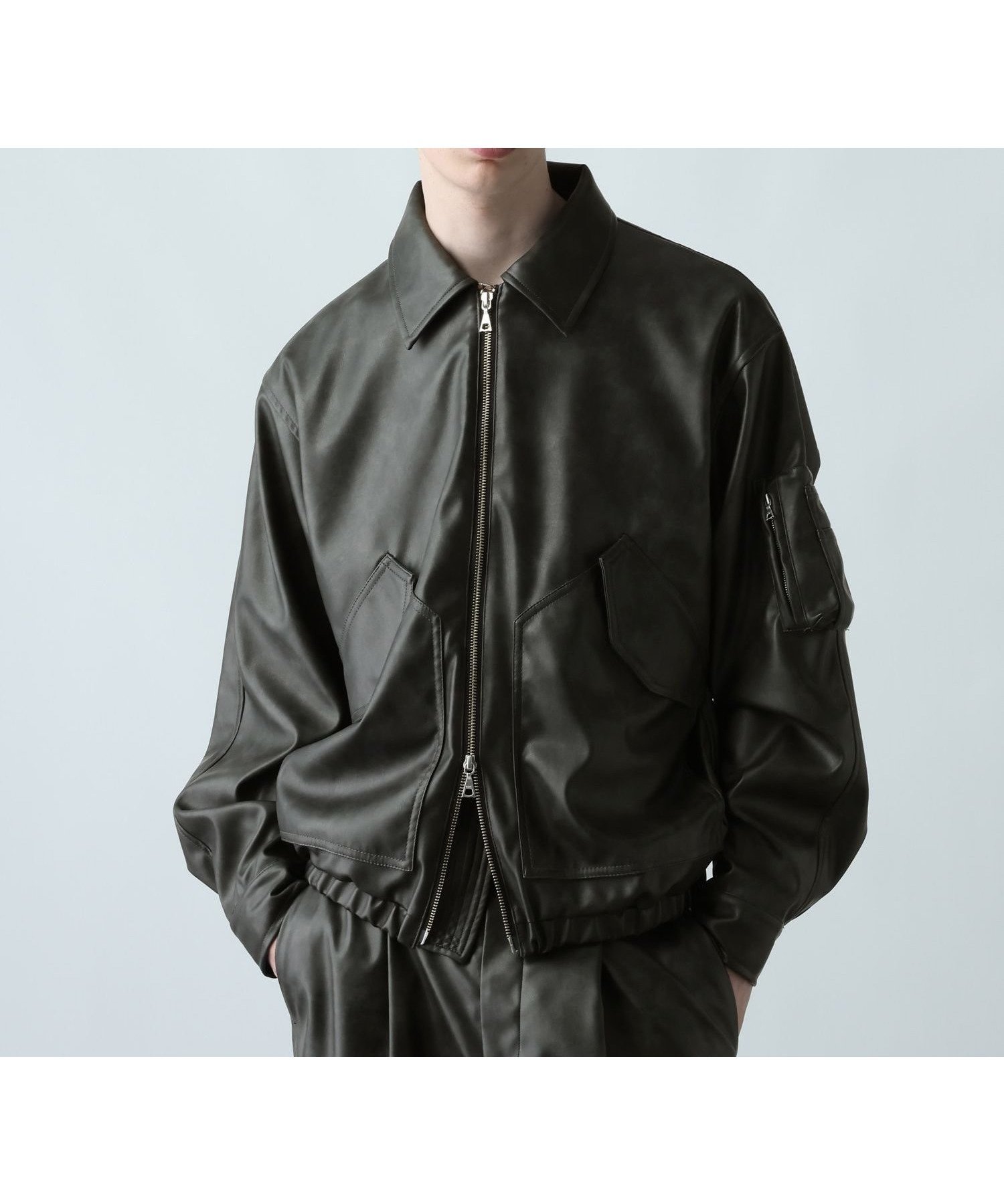 【ハレ/HARE / MEN】のLUXEレザーブルゾン インテリア・キッズ・メンズ・レディースファッション・服の通販 founy(ファニー) 　ファッション　Fashion　メンズファッション　Fashion for Men　コンパクト　Compact, Small Size　セットアップ　Set-Up, Coordinated Outfit　フェイクレザー　Faux Leather, PU Leather　フロント　Front, Front Design　ブルゾン　Blouson, Bomber Jacket　ポケット　Pocket, Pocket Detail　無地　Plain, Solid Color　リアル　Real, Realistic　グレー系その他18|ID: prp329100004663546 ipo3291000000033739120