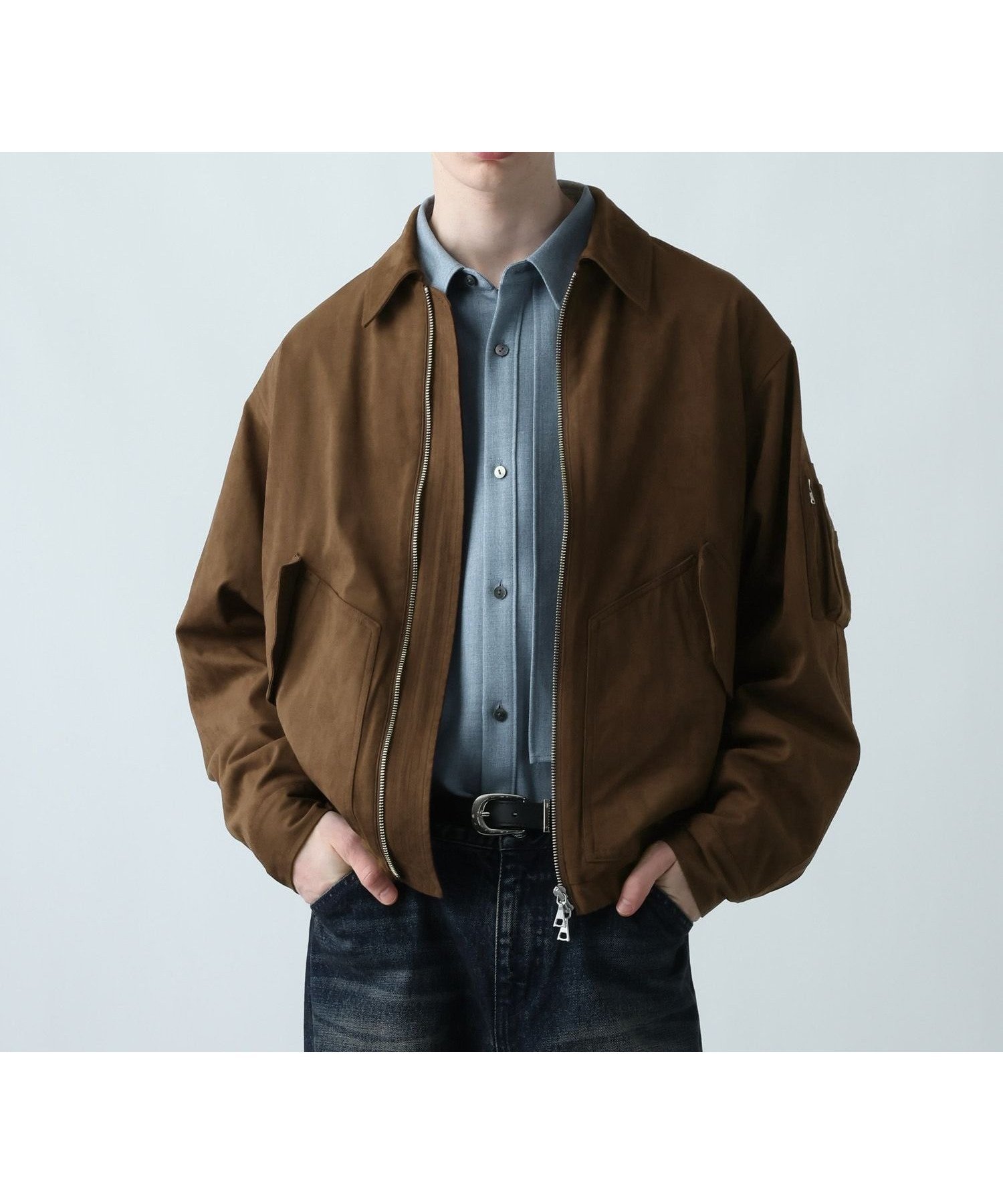 【ハレ/HARE / MEN】のLUXEレザーブルゾン インテリア・キッズ・メンズ・レディースファッション・服の通販 founy(ファニー) 　ファッション　Fashion　メンズファッション　Fashion for Men　コンパクト　Compact, Small Size　セットアップ　Set-Up, Coordinated Outfit　フェイクレザー　Faux Leather, PU Leather　フロント　Front, Front Design　ブルゾン　Blouson, Bomber Jacket　ポケット　Pocket, Pocket Detail　無地　Plain, Solid Color　リアル　Real, Realistic　ブラウン系スウェード55|ID: prp329100004663546 ipo3291000000033739122