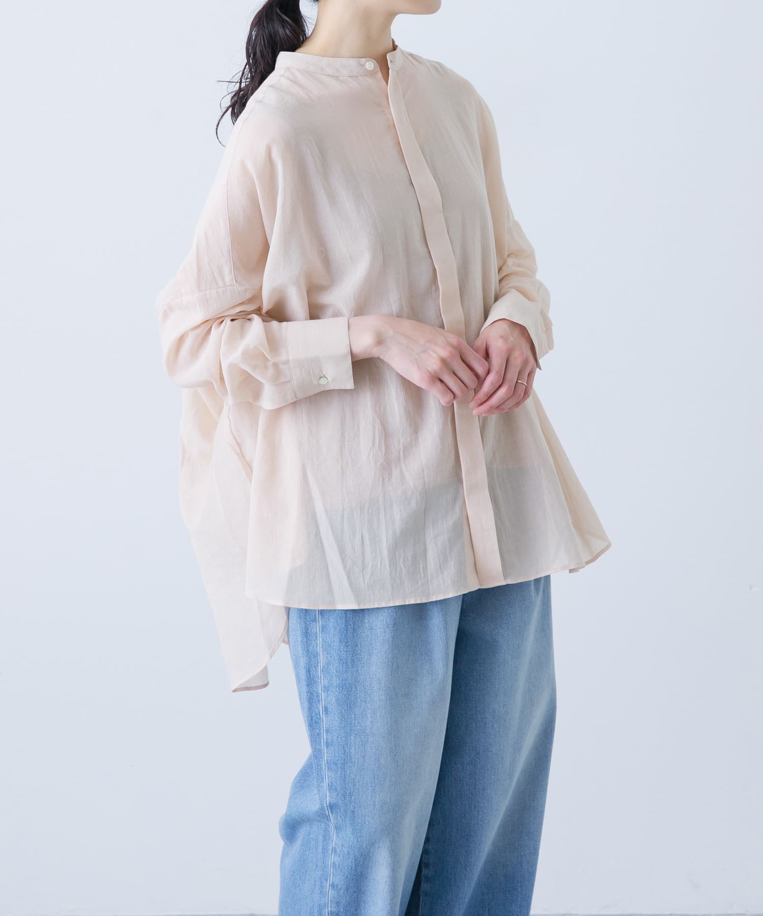 【かぐれ/kagure / URBAN RESEARCH】のバックタックワイドシャツ インテリア・キッズ・メンズ・レディースファッション・服の通販 founy(ファニー) 　ファッション　Fashion　レディースファッション　Fashion for Women　トップス・カットソー　Cut & Sew Tops　シャツ・ブラウス・オフィスカジュアル　Elegant Blouses & Button-Ups　バッグ　Bags　エアリー　Airy Texture　吸水　Absorbent, Quick-Dry　シアー　Sheer, See-Through　シンプル　Simple, Minimal　スタンド　Stand Collar, Upright Stand　ストレート　Straight, Straight Cut　フロント　Front, Front Design　ワイド　Wide, Wide Fit　S/S・春夏　SS, Spring/Summer, Warm Season　おすすめ　Recommended / Our Picks　夏　Summer　エレガント 上品　Elegant　2025年　2025　2025春夏・S/S　Spring/Summer 2025 SS25　PINK|ID: prp329100004663611 ipo3291000000033844633
