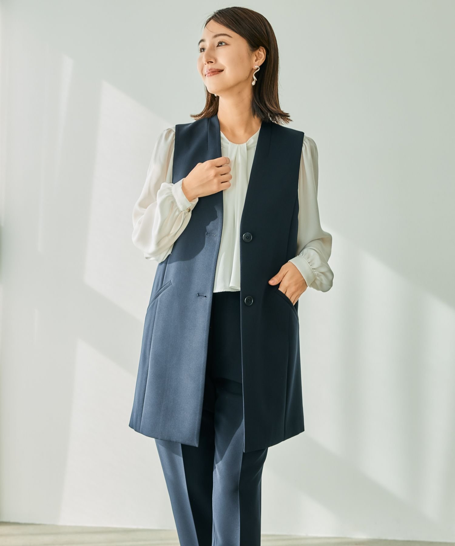 【レプシィム ローリーズファーム/LEPSIM LOWRYS FARM】の【入卒式/セレモニー】Wクロスストレッチロングジレ 人気、トレンドファッション・服の通販 founy(ファニー) 　ファッション　Fashion　レディースファッション　Fashion for Women　アウター　Coat / Outerwear Collection　トップス・カットソー　Cut & Sew Tops　ベスト&ジレ / 重ね着スタイル　Vests & Gilets　おすすめ　Recommended / Our Picks　オケージョン　Occasion Wear　ストレッチ　Stretch, Stretchy Fabric　セットアップ　Set-Up, Coordinated Outfit　セレモニー　Ceremony　フォーマル　Formal, Dressy　入学式　Entrance Ceremony　卒業式　Graduation Ceremony　結婚式　Wedding　 other-1|ID: prp329100004664266 ipo3291000000033741920
