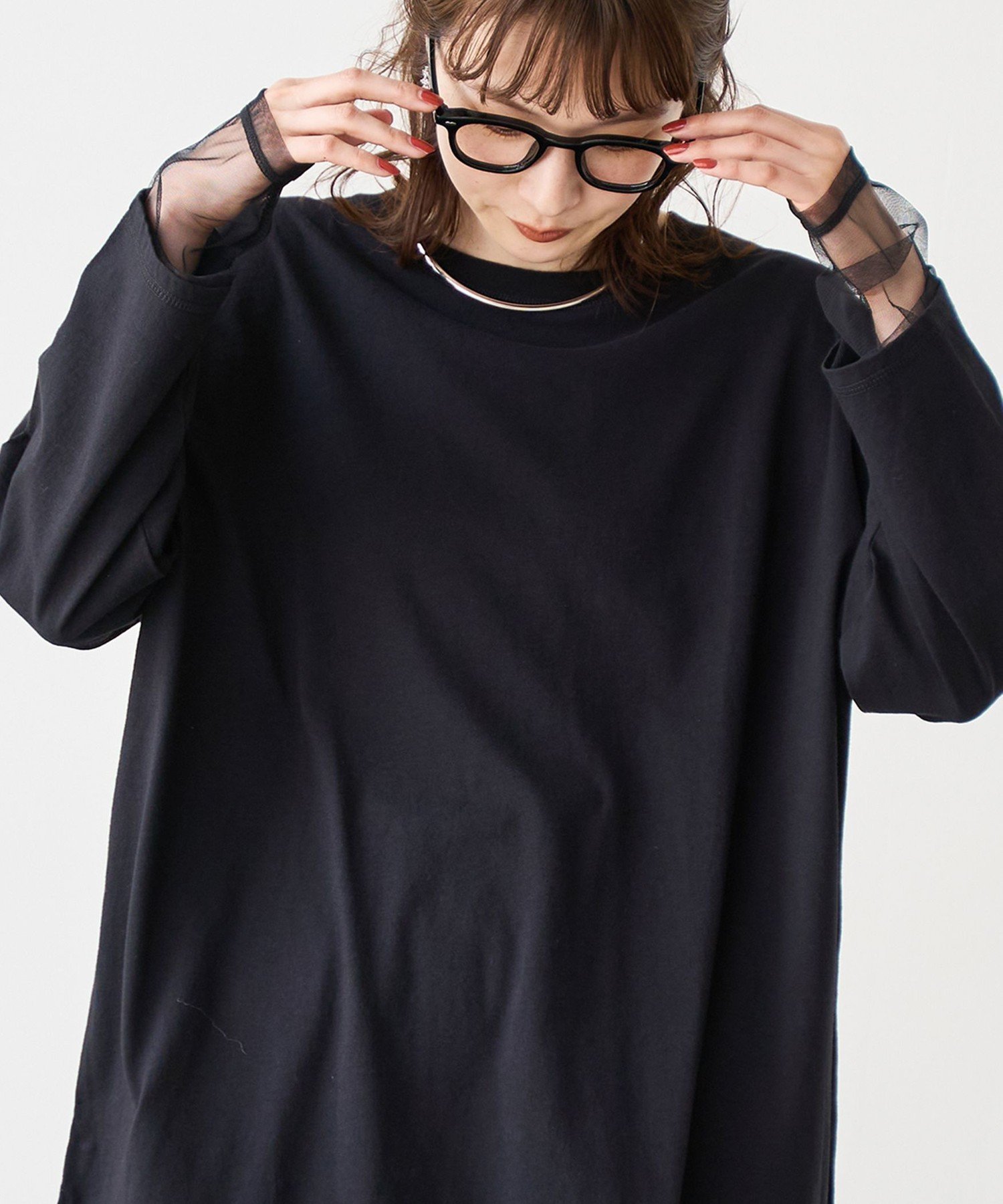 【コーエン/COEN】の袖チュール切替ロングスリーブTシャツ【YouTube紹介アイテム】(再入荷・新色登場) インテリア・キッズ・メンズ・レディースファッション・服の通販 founy(ファニー)  ファッション Fashion レディースファッション Fashion for Women トップス・カットソー Cut & Sew Tops シャツ・ブラウス・オフィスカジュアル Elegant Blouses & Button-Ups ロングTシャツ・Tシャツ Longline T-Shirts & Tees 切替 Switching, Contrast Panel スウェット / スエット Sweatshirt, Sweatwear スリーブ Sleeve, Long Sleeve / Short Sleeve チュール Tulip, Tulip Motif 人気 Popular, Best Seller ビスチェ Bustier, Corset Top ロング Long, Long-Length 再入荷 Restock / Back in Stock BLACK|ID: prp329100004664278 ipo3291000000034297572