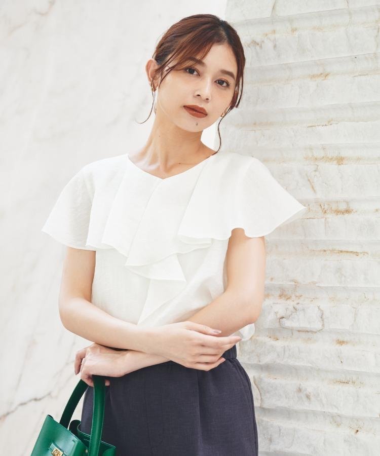 【アンタイトル/UNTITLED】の【きれいめ/洗える/フリル】ラッフルシアーブラウス 人気、トレンドファッション・服の通販 founy(ファニー) 　ファッション　Fashion　レディースファッション　Fashion for Women　トップス・カットソー　Cut & Sew Tops　シャツ・ブラウス・オフィスカジュアル　Elegant Blouses & Button-Ups　おすすめ　Recommended / Our Picks　シアー　Sheer, See-Through　トレンド　Trend, Trending Now　フリル　Frill, Ruffle　ボトム　Bottoms, Lower Wear　ラッフル　Ruffle, Frill　洗える　Machine Washable　 other-1|ID: prp329100004664329 ipo3291000000033915702