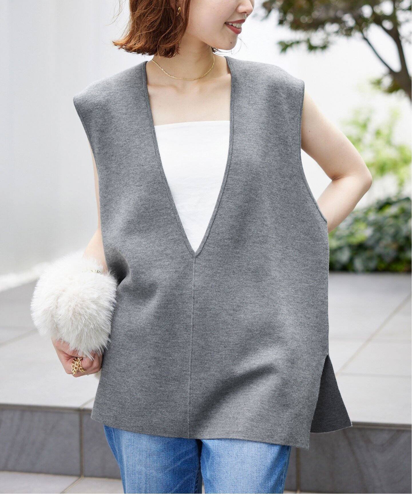【スローブ イエナ/SLOBE IENA】の《追加》ダブルフェイスニットベスト インテリア・キッズ・メンズ・レディースファッション・服の通販 founy(ファニー) 　ファッション　Fashion　レディースファッション　Fashion for Women　アウター　Coat / Outerwear Collection　トップス・カットソー　Cut & Sew Tops　ニット　Knit Tops & Sweaters　ベスト&ジレ / 重ね着スタイル　Vests & Gilets　2025年　2025　2025-2026秋冬・A/W　Autumn/Winter 2025–26 AW25–26　グレー|ID: prp329100004664445 ipo3291000000033742536