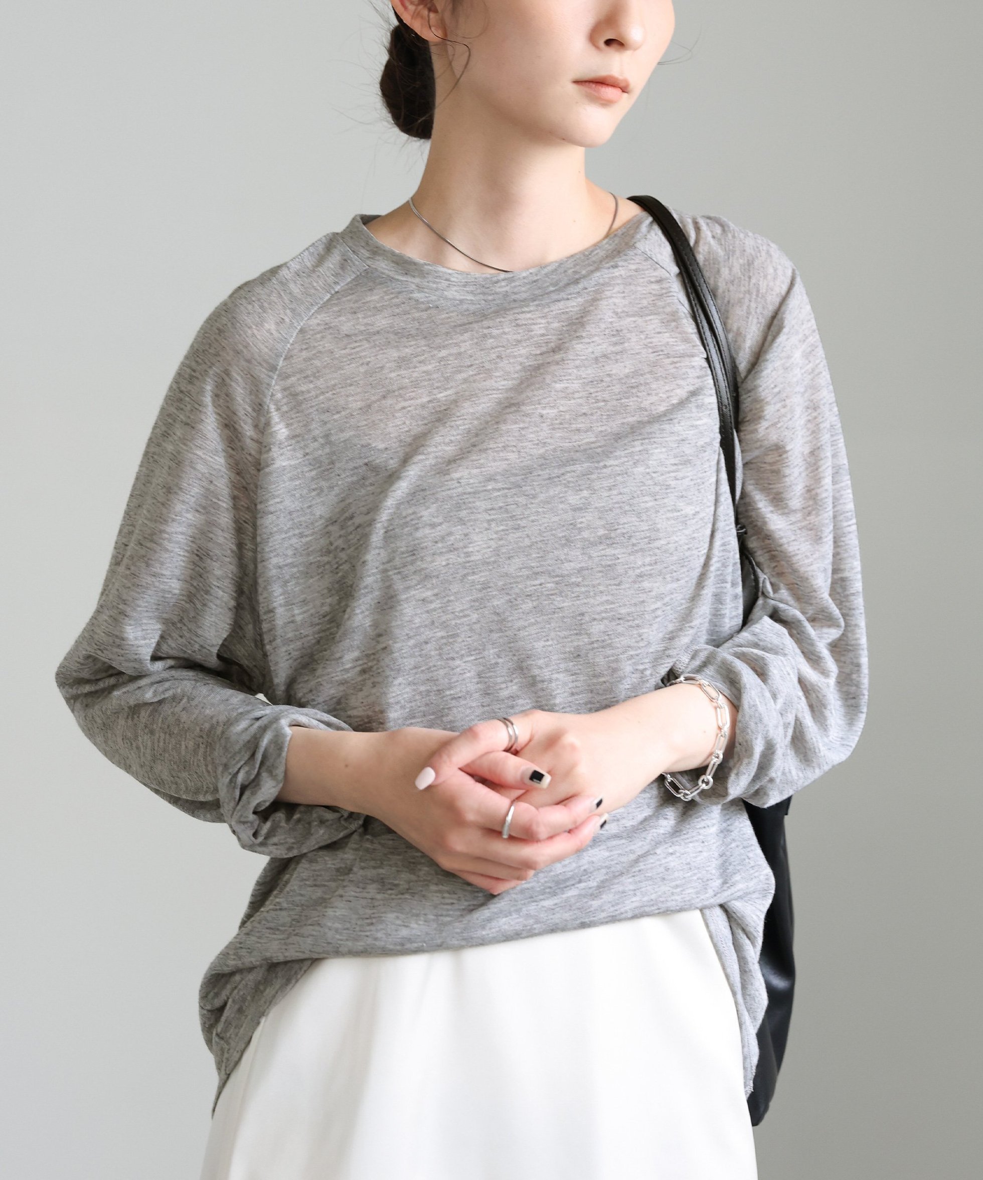 【セレクトモカ/SELECT MOCA】のシアーラグランロングスリーブTシャツ インテリア・キッズ・メンズ・レディースファッション・服の通販 founy(ファニー) 　ファッション　Fashion　レディースファッション　Fashion for Women　トップス・カットソー　Cut & Sew Tops　シャツ・ブラウス・オフィスカジュアル　Elegant Blouses & Button-Ups　ロングTシャツ・Tシャツ　Longline T-Shirts & Tees　おすすめ　Recommended / Our Picks　シアー　Sheer, See-Through　ストレッチ　Stretch, Stretchy Fabric　スリーブ　Sleeve, Long Sleeve / Short Sleeve　デニム　Denim, Jeans Material　ワイド　Wide, Wide Fit　夏　Summer　グレー-900|ID: prp329100004664525 ipo3291000000033742848