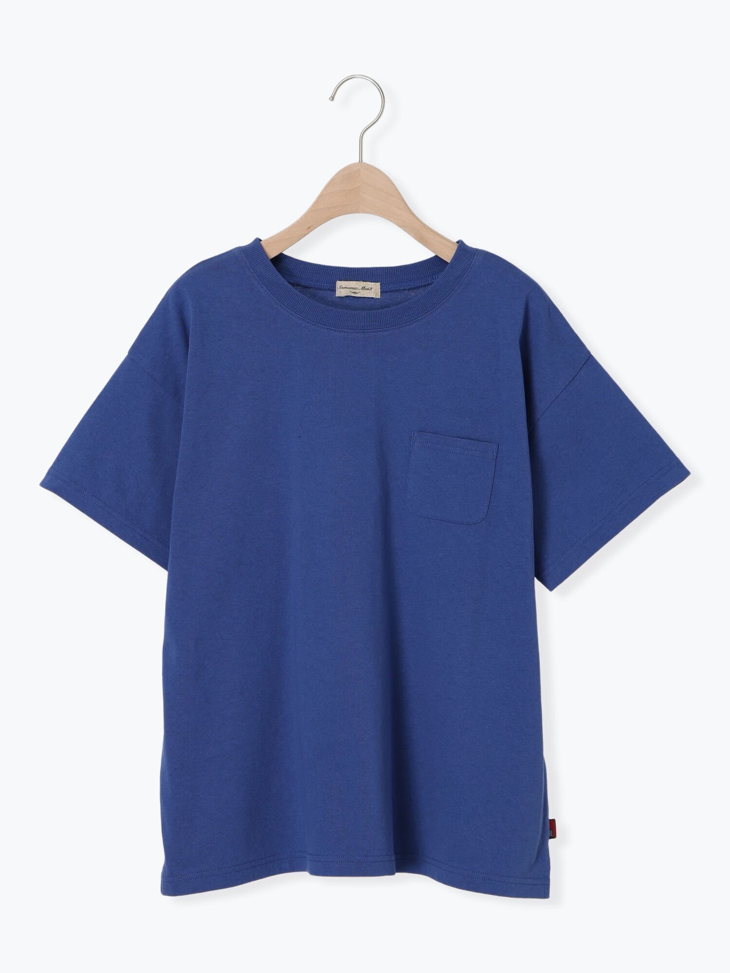 【サマンサモスモス/Samansa Mos2】の【USAコットン】Tシャツ インテリア・キッズ・メンズ・レディースファッション・服の通販 founy(ファニー) 　ファッション　Fashion　レディースファッション　Fashion for Women　トップス・カットソー　Cut & Sew Tops　シャツ・ブラウス・オフィスカジュアル　Elegant Blouses & Button-Ups　ロングTシャツ・Tシャツ　Longline T-Shirts & Tees　シンプル　Simple, Minimal　ベーシック　Basic, Essential　ポケット　Pocket, Pocket Detail　定番　Standard, Basic Item　ブルー|ID: prp329100004665512 ipo3291000000033814503
