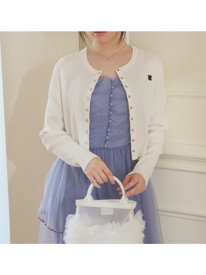 【ファーファー/FURFUR】のリボン刺繍カーディガン 人気、トレンドファッション・服の通販 founy(ファニー) 　雑誌掲載アイテム　Magazine Picks & Fashion Features　ファッション雑誌　Fashion Magazines　スウィート　Sweet　ファッション　Fashion　レディースファッション　Fashion for Women　トップス・カットソー　Cut & Sew Tops　カーディガン・羽織り　Layered Style Cardigans　6月号　June Issue, Jun. Edition　アクセサリー　Fashion Accessories　カーディガン　Cardigan, Knitwear　クロップド　Cropped, Short Length　シンプル　Simple, Minimal　ドット　Polka Dot, Dot Pattern　パール　Pearl, Pearl Accent　ボトム　Bottoms, Lower Wear　リボン　Ribbon, Bow　雑誌　Magazine, Fashion Magazine　 other-1|ID: prp329100004665594 ipo3291000000033747584